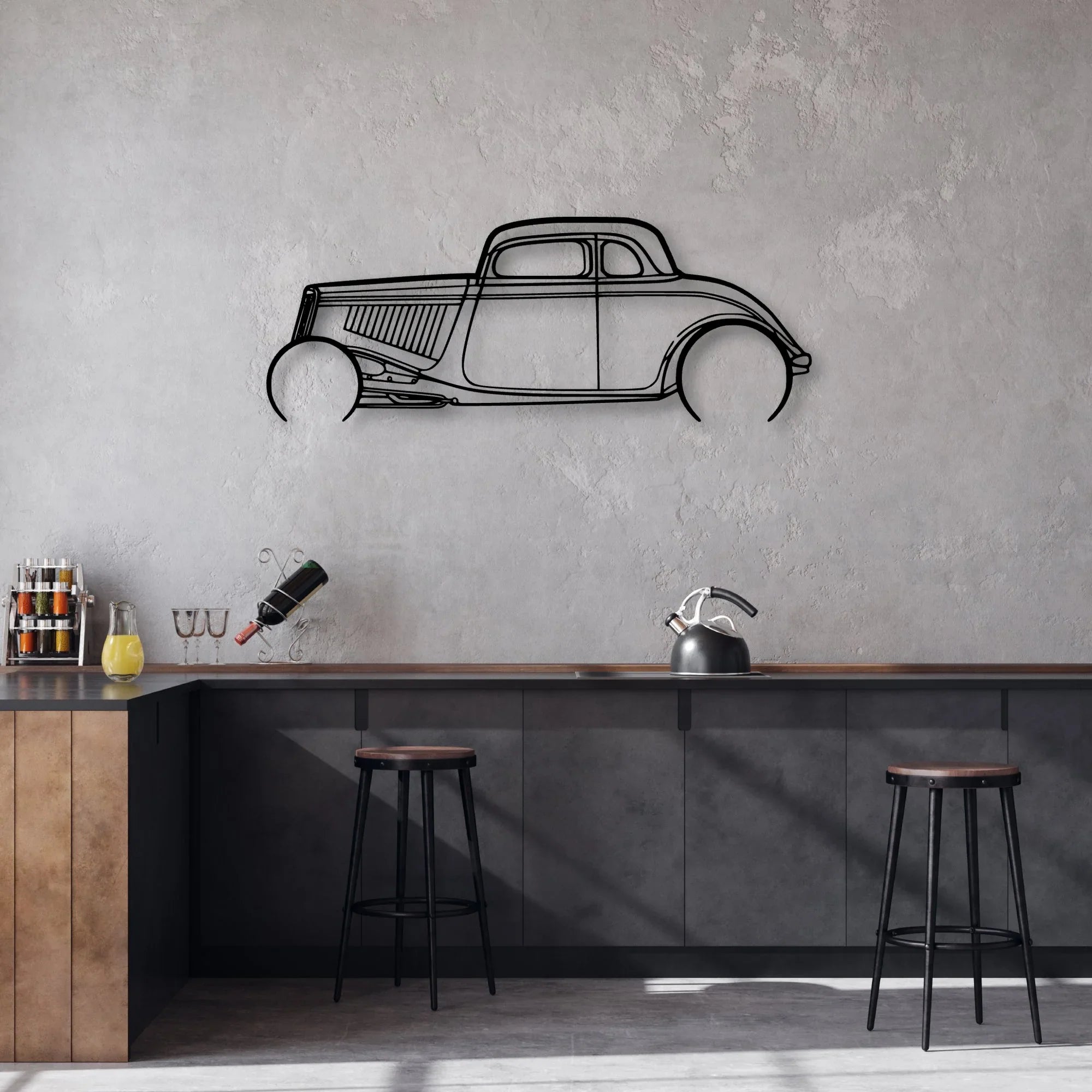 Highboy 1934 Classic Silhouette Metal Wall Art - Automotive Garage Decor