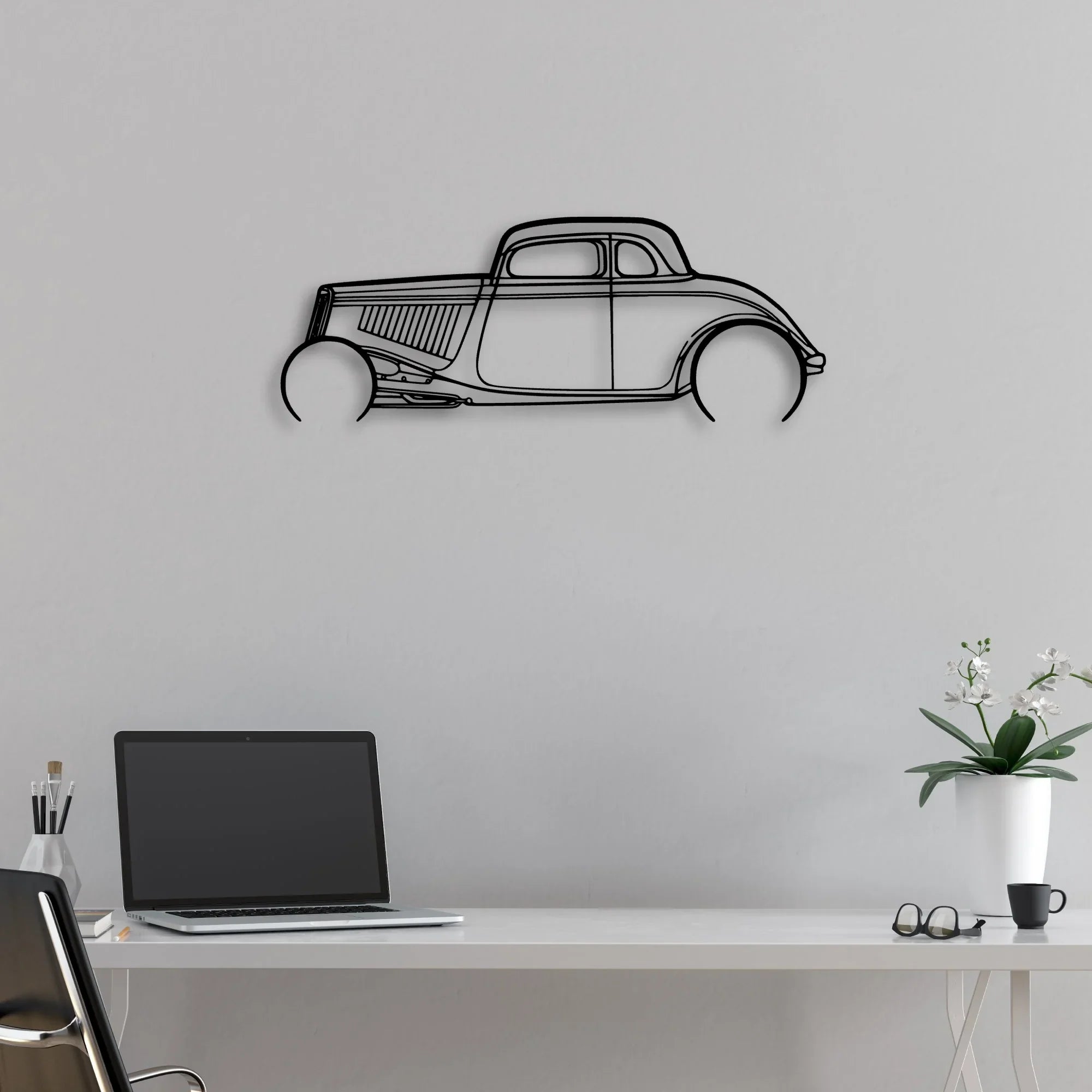Highboy 1934 Classic Silhouette Metal Wall Art - Automotive Garage Decor