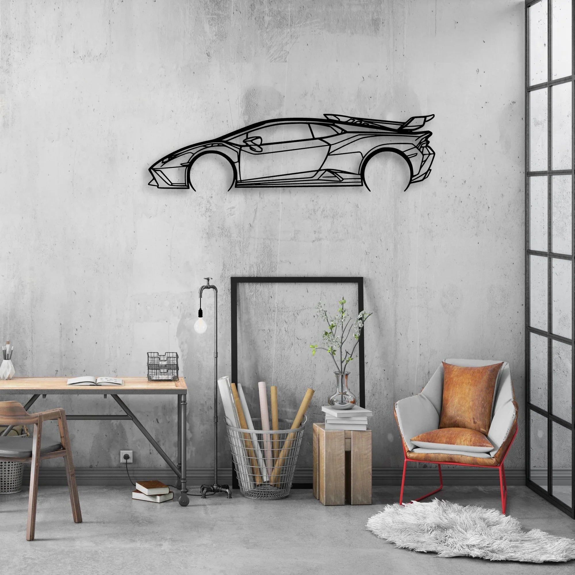 Huracan STO 3 Classic Silhouette Metal Wall Art - Automotive Garage Decor