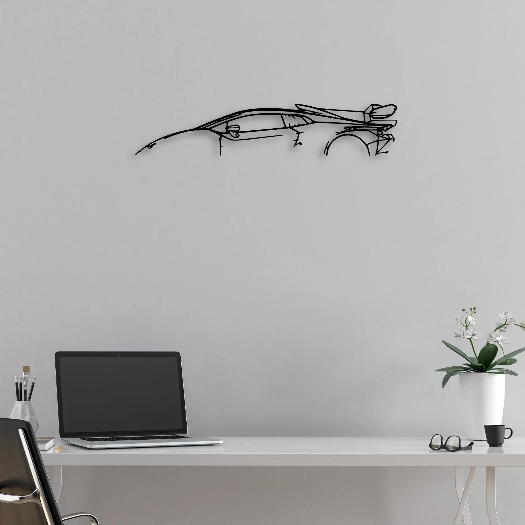 Huracan Super Trofeo Classic Silhouette Metal Wall Art - Automotive Garage Decor