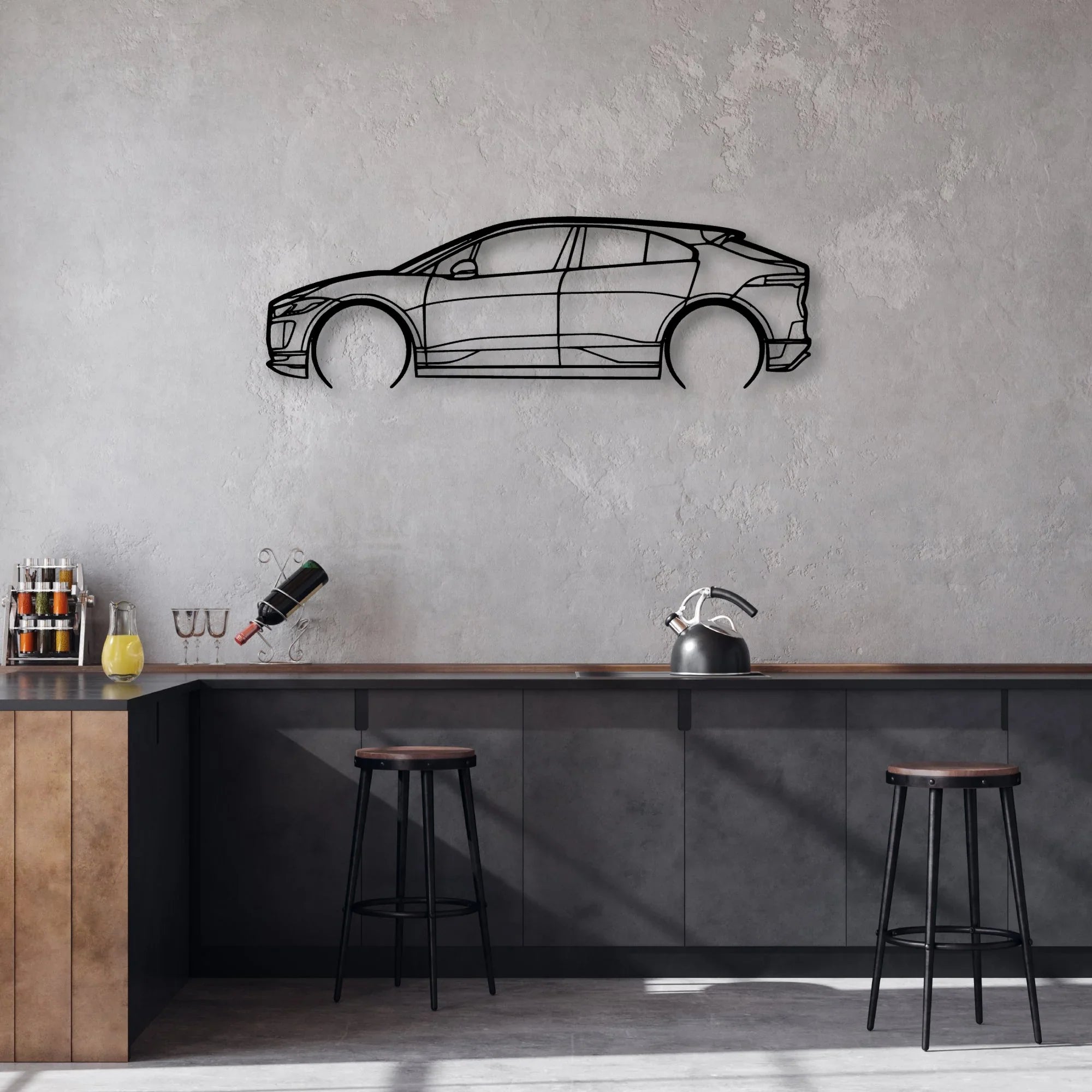 I-Pace HSE Classic Silhouette Metal Wall Art - Automotive Garage Decor