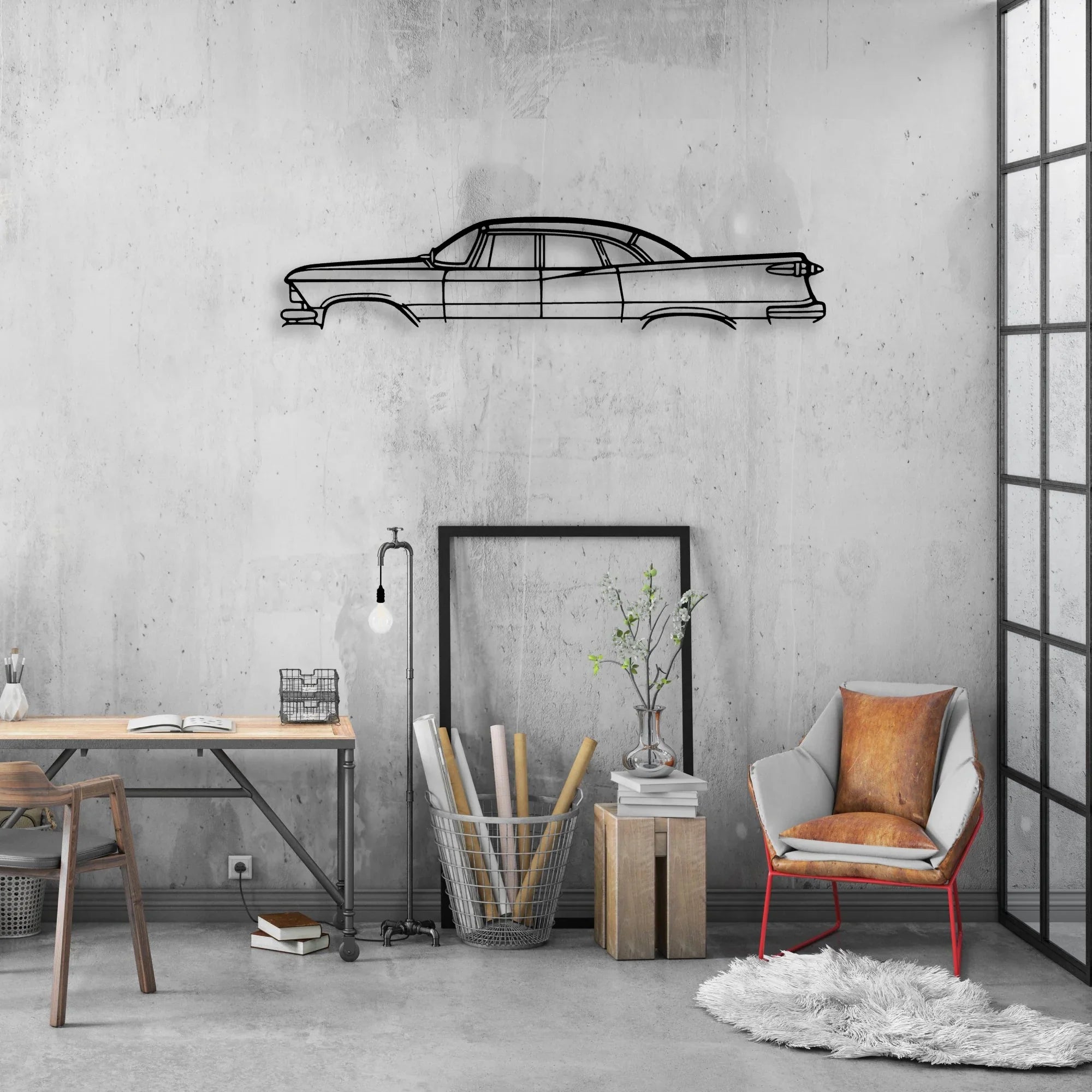 Imperial 1957 Classic Silhouette Metal Wall Art - Automotive Garage Decor