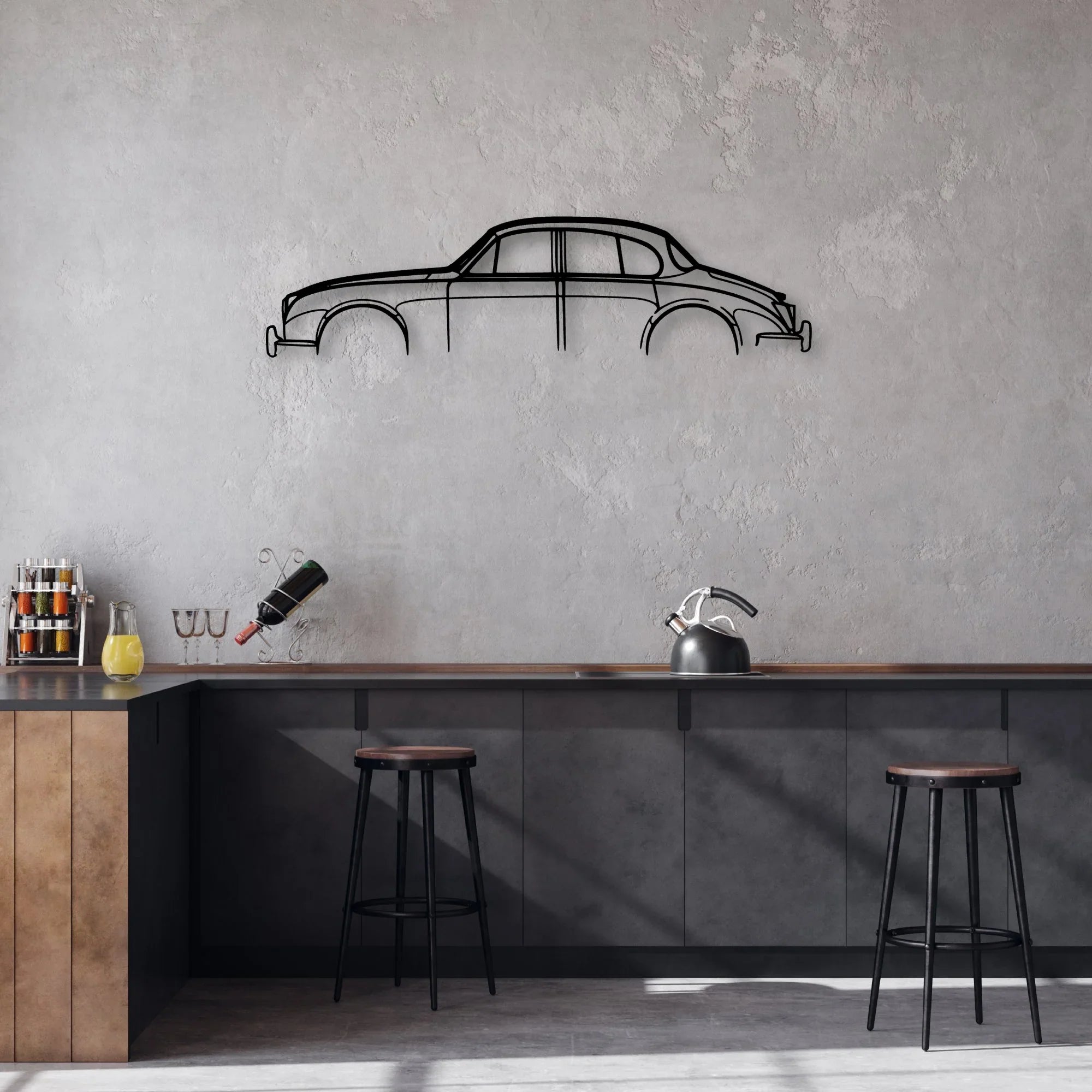 J Mark 2 Classic Silhouette Metal Wall Art - Automotive Garage Decor