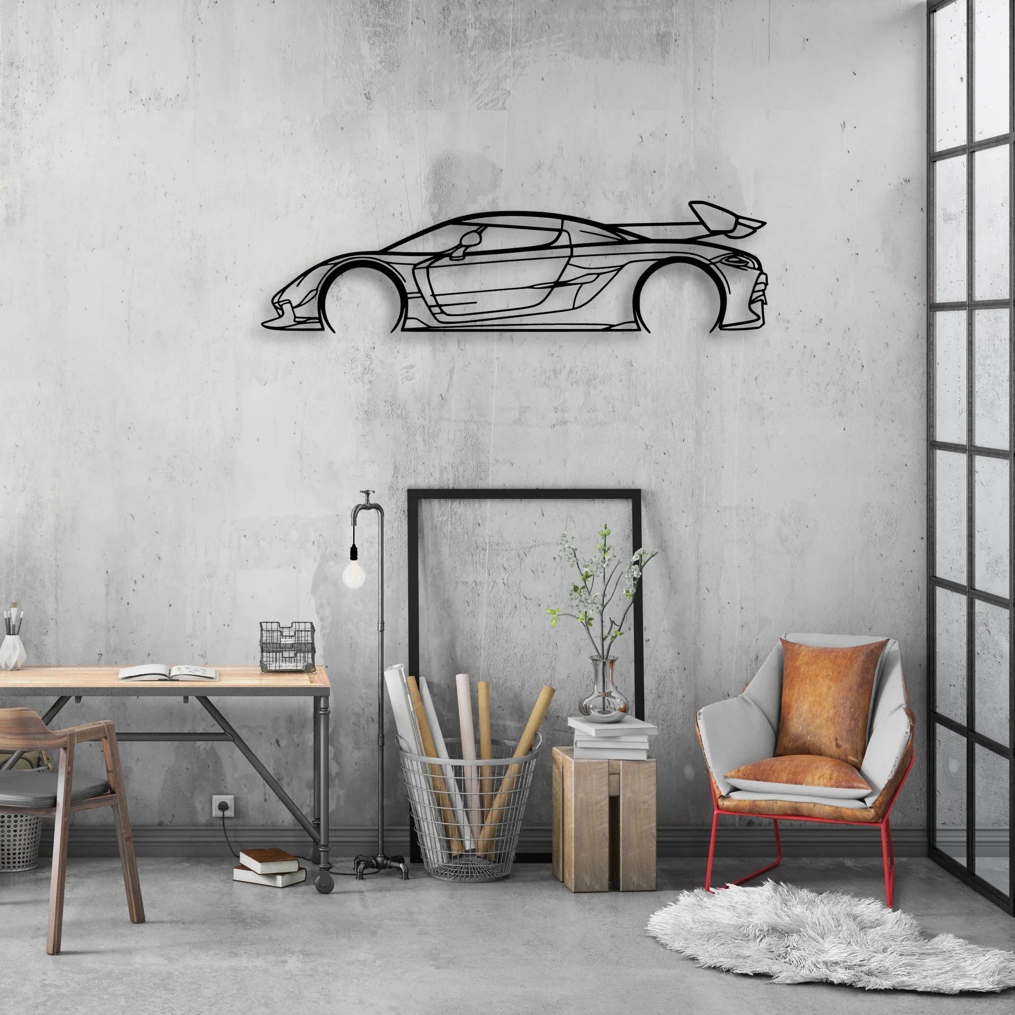 Jesko 2021 Classic Silhouette Metal Wall Art - Automotive Garage Decor