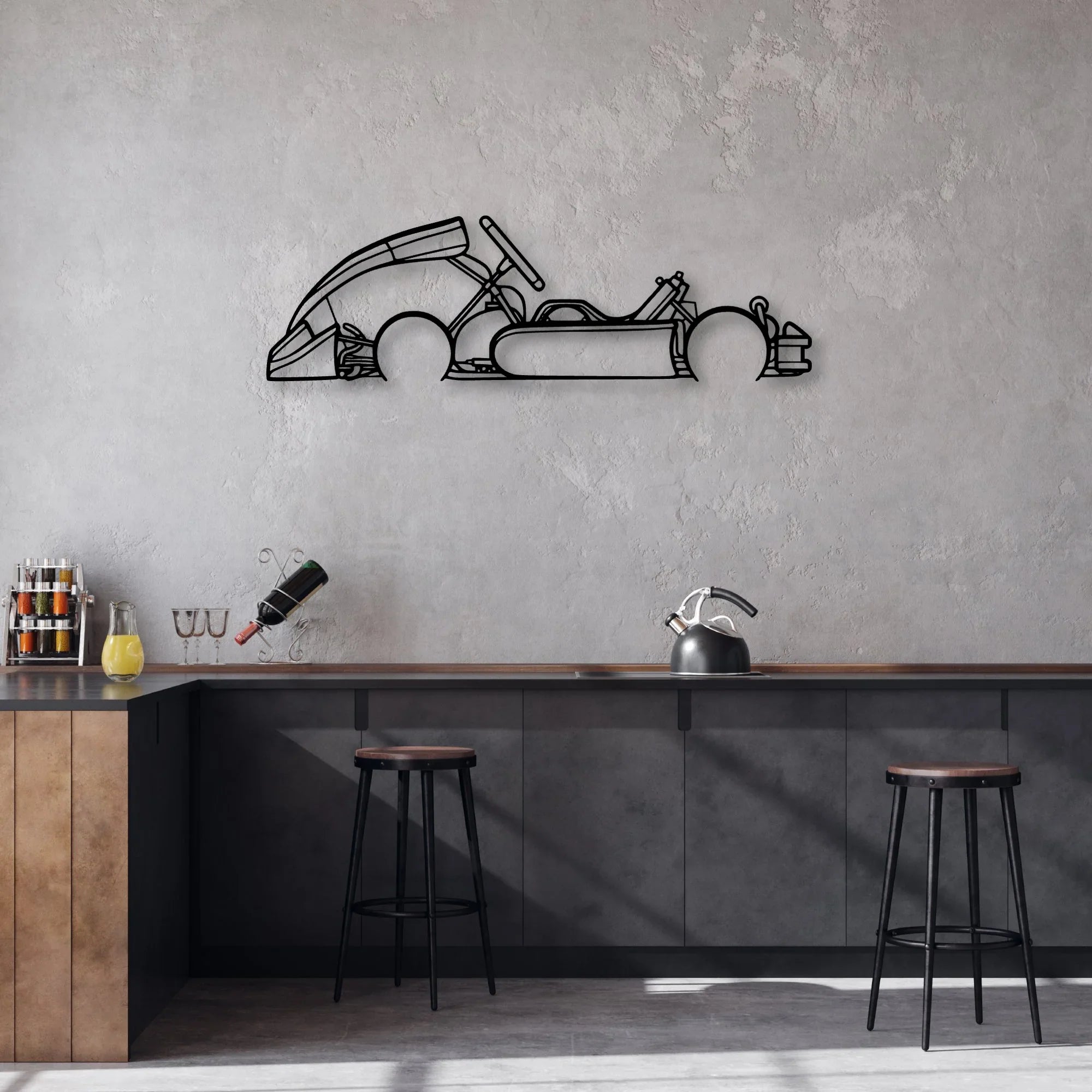 Junior Kart Classic Silhouette Metal Wall Art - Automotive Garage Decor