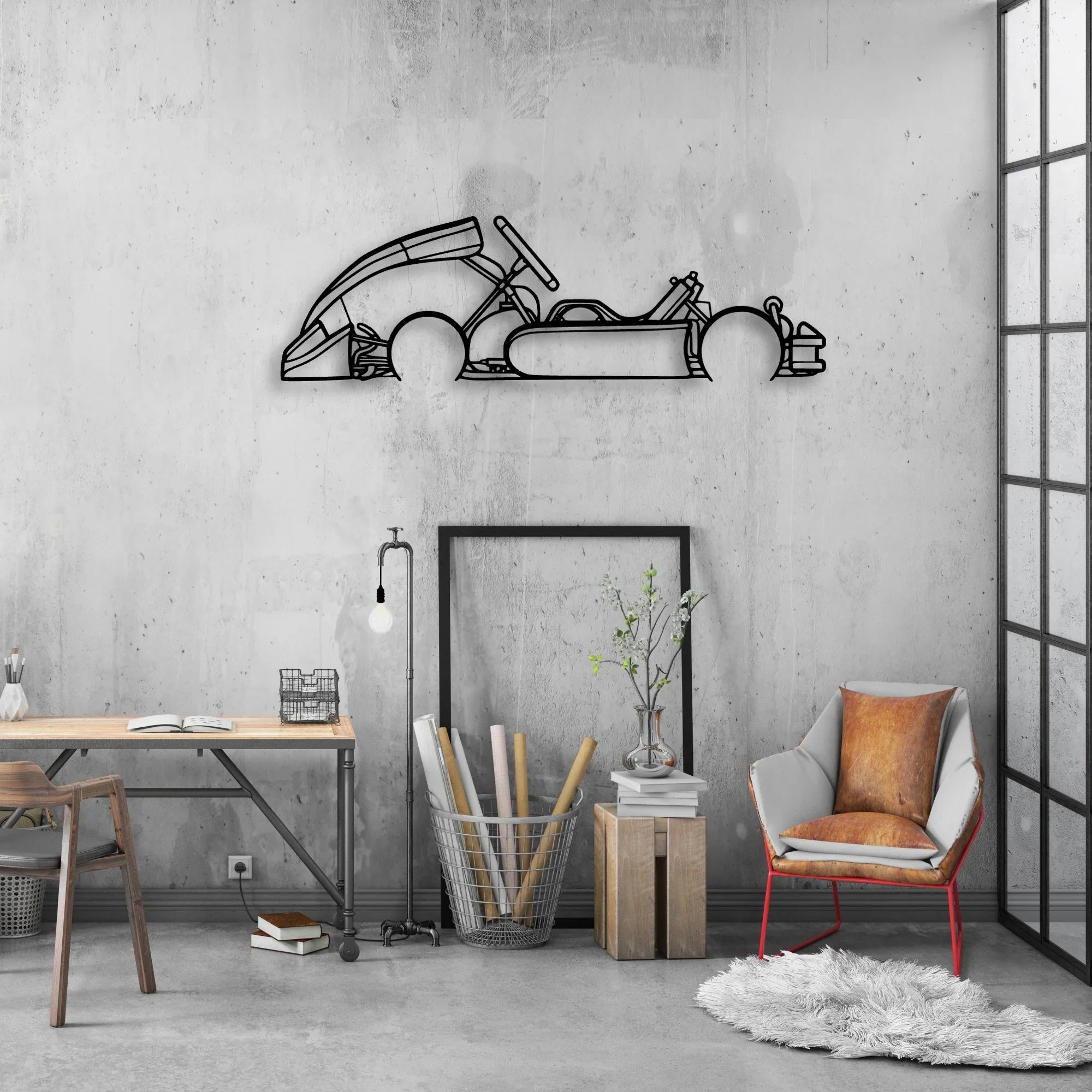 Junior Kart Classic Silhouette Metal Wall Art - Automotive Garage Decor