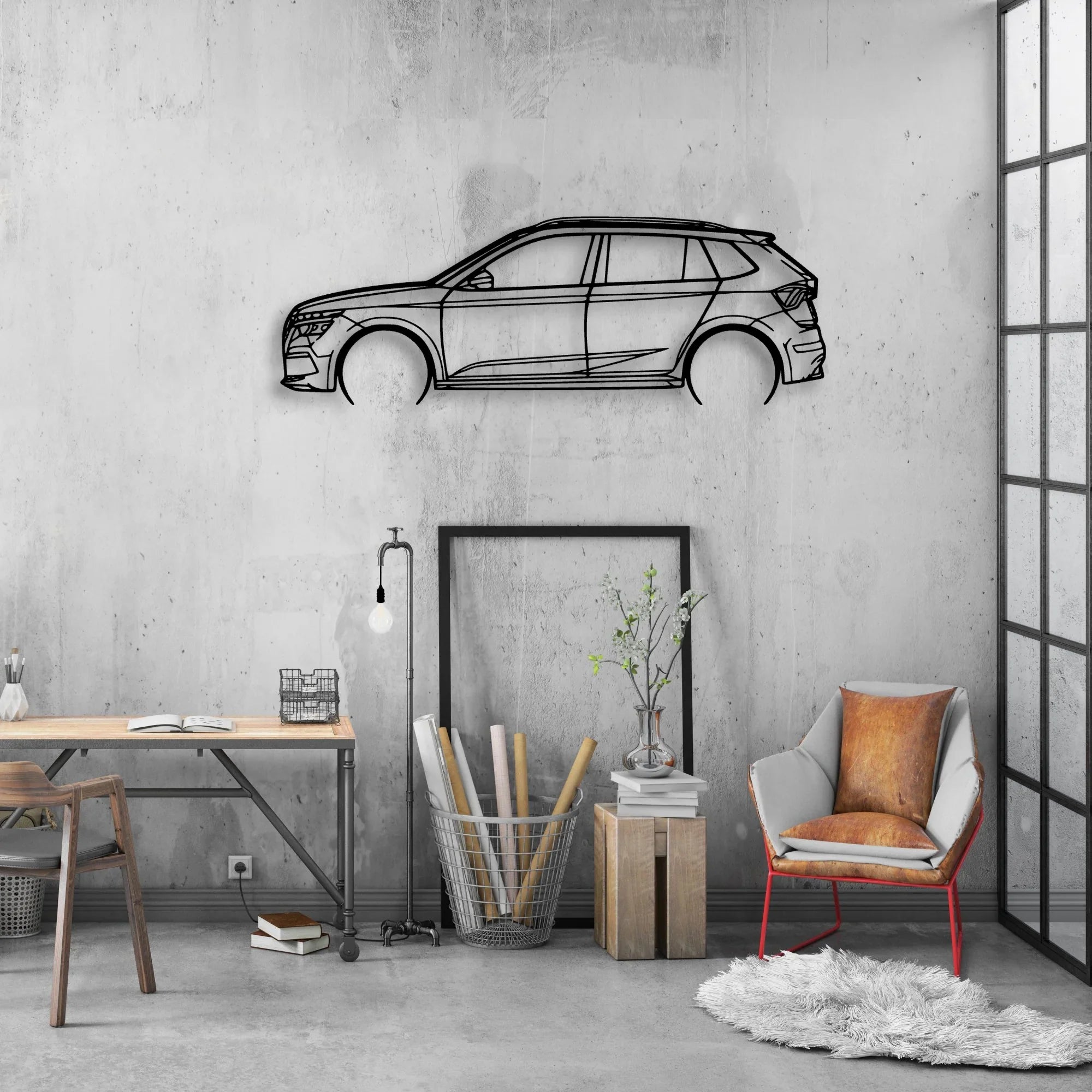 Kamiq Classic Silhouette Metal Wall Art - Automotive Garage Decor