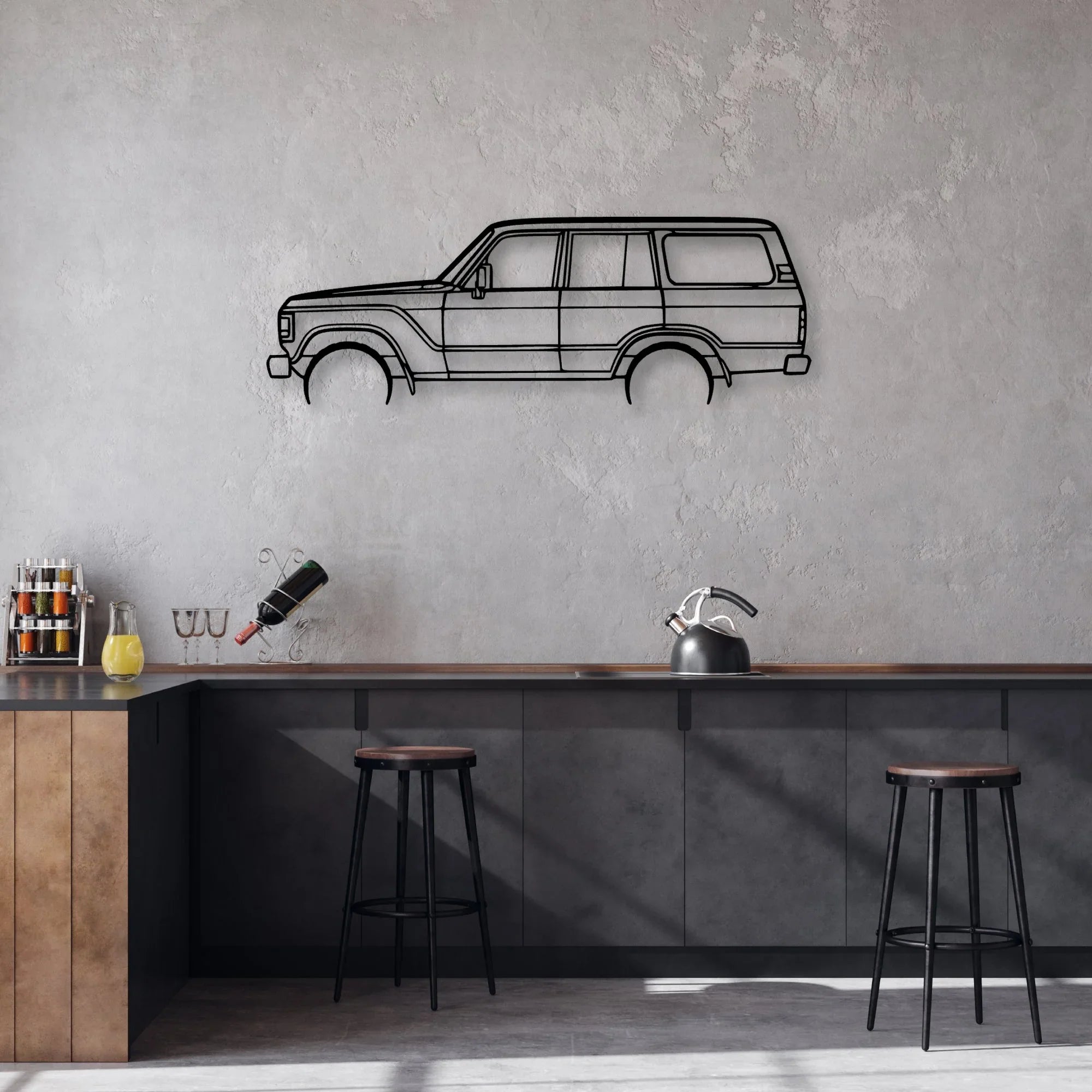 LC HJ60 1984 Classic Silhouette Metal Wall Art - Automotive Garage Decor