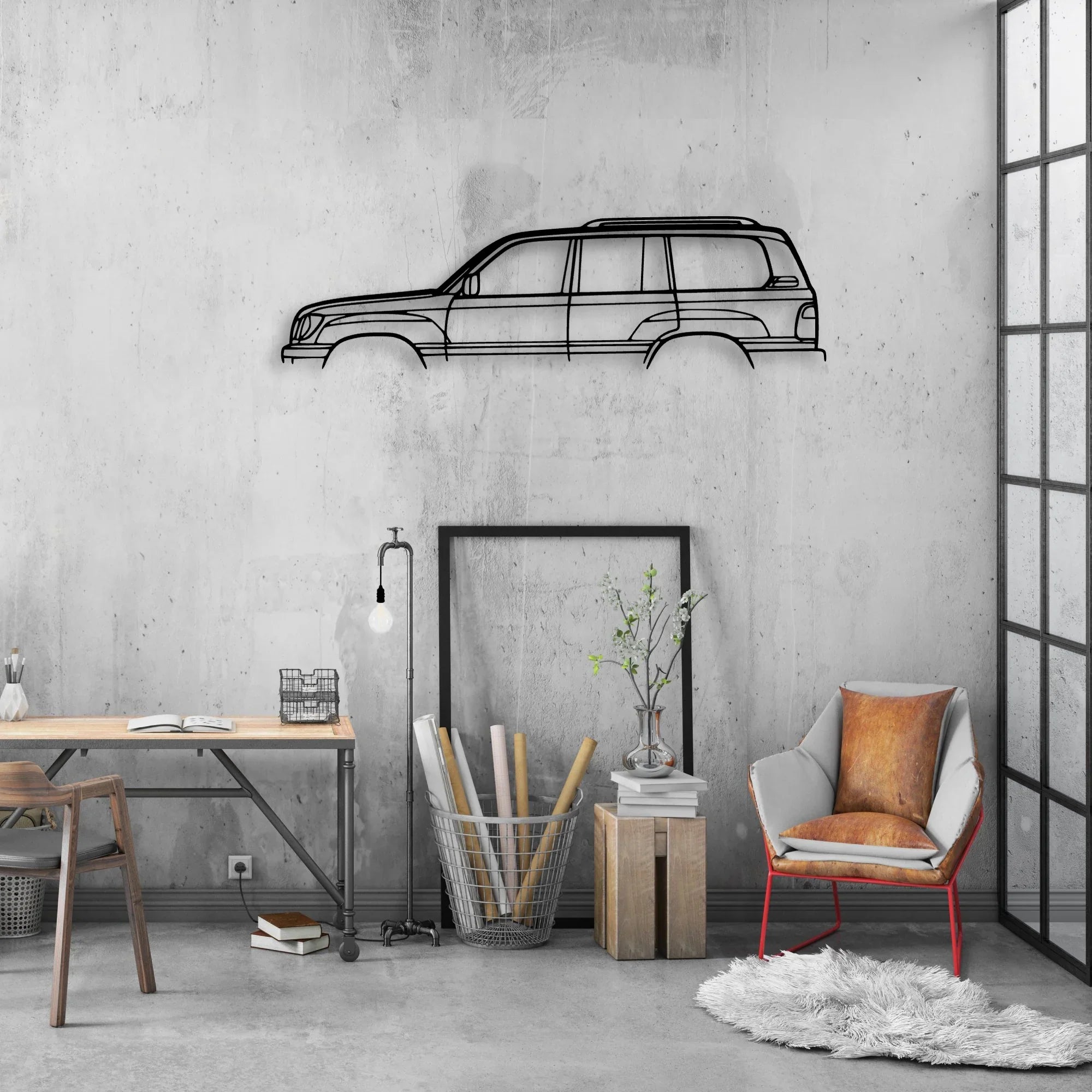 LX470 1999 Classic Silhouette Metal Wall Art - Automotive Garage Decor