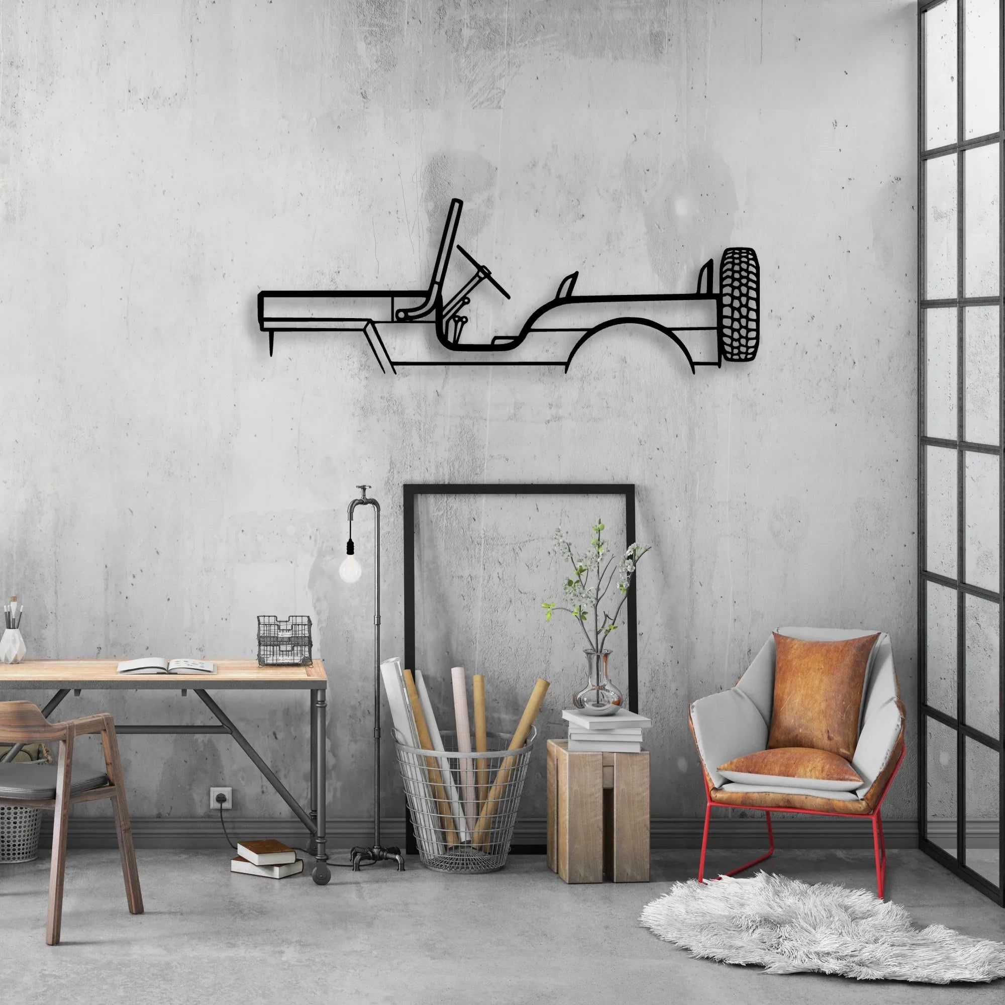 M38 1957 Classic Silhouette Metal Wall Art - Automotive Garage Decor