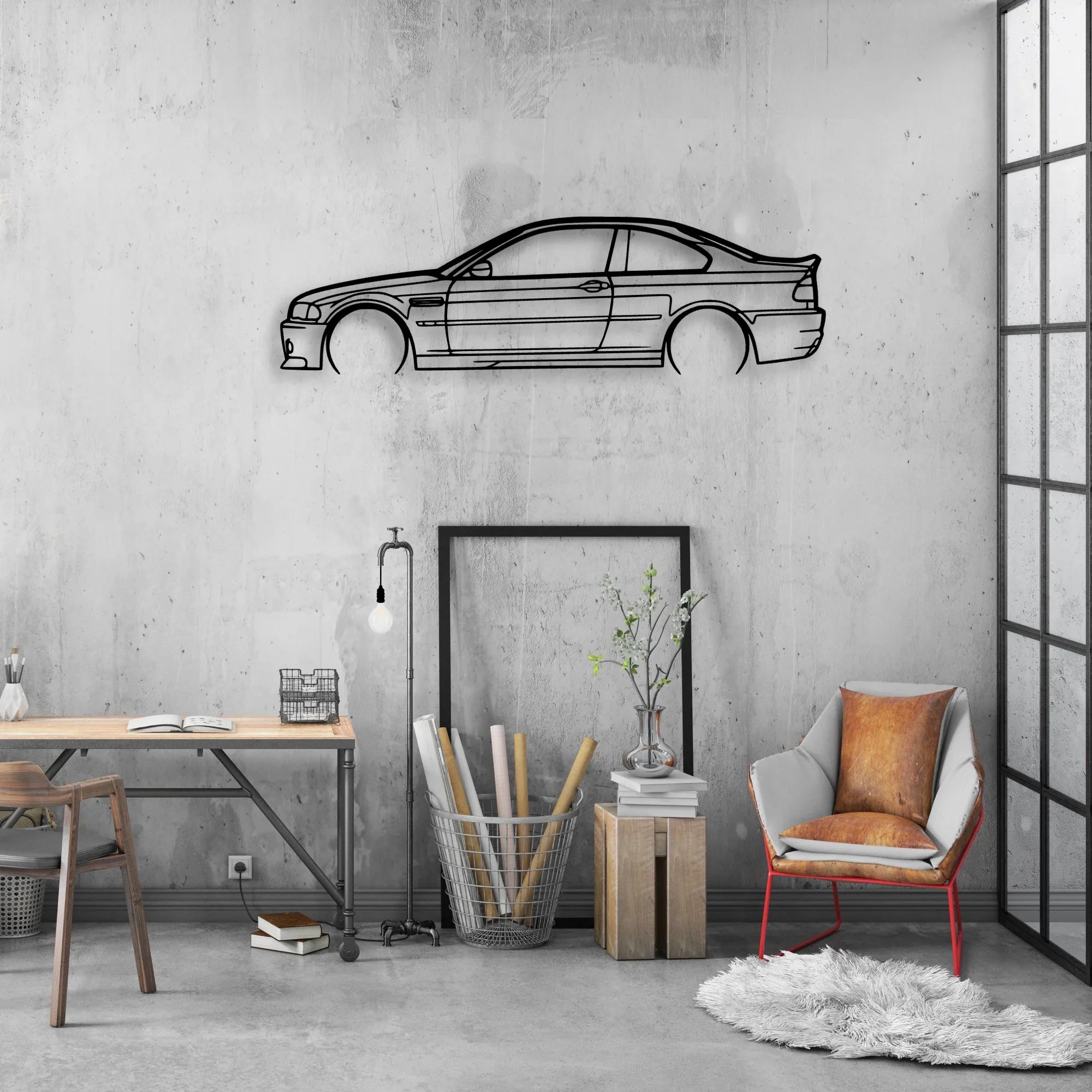 M3 E46 CSL 2 Classic Silhouette Metal Wall Art - Automotive Garage Decor