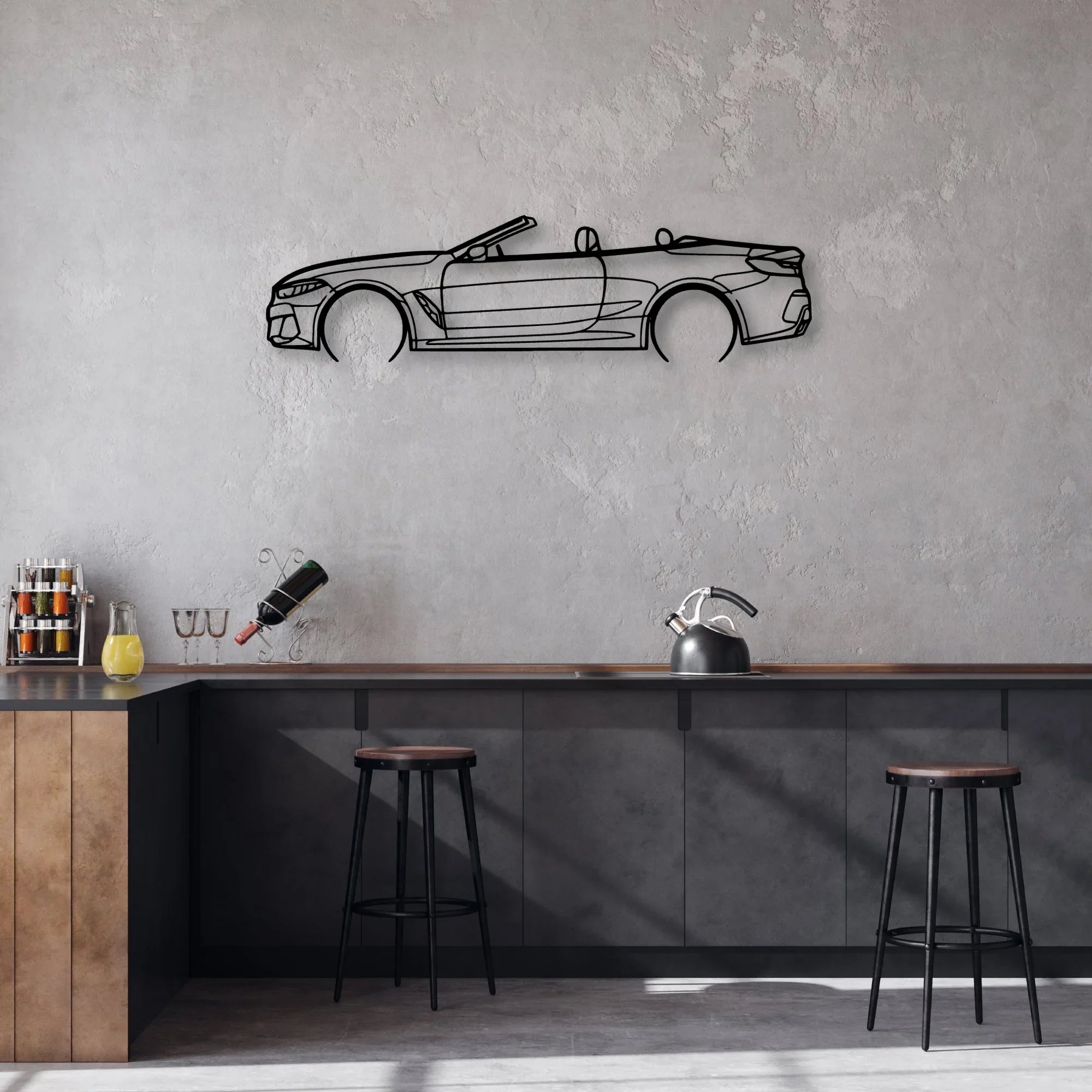 M850i Convertible 2 Classic Silhouette Metal Wall Art - Automotive Garage Decor
