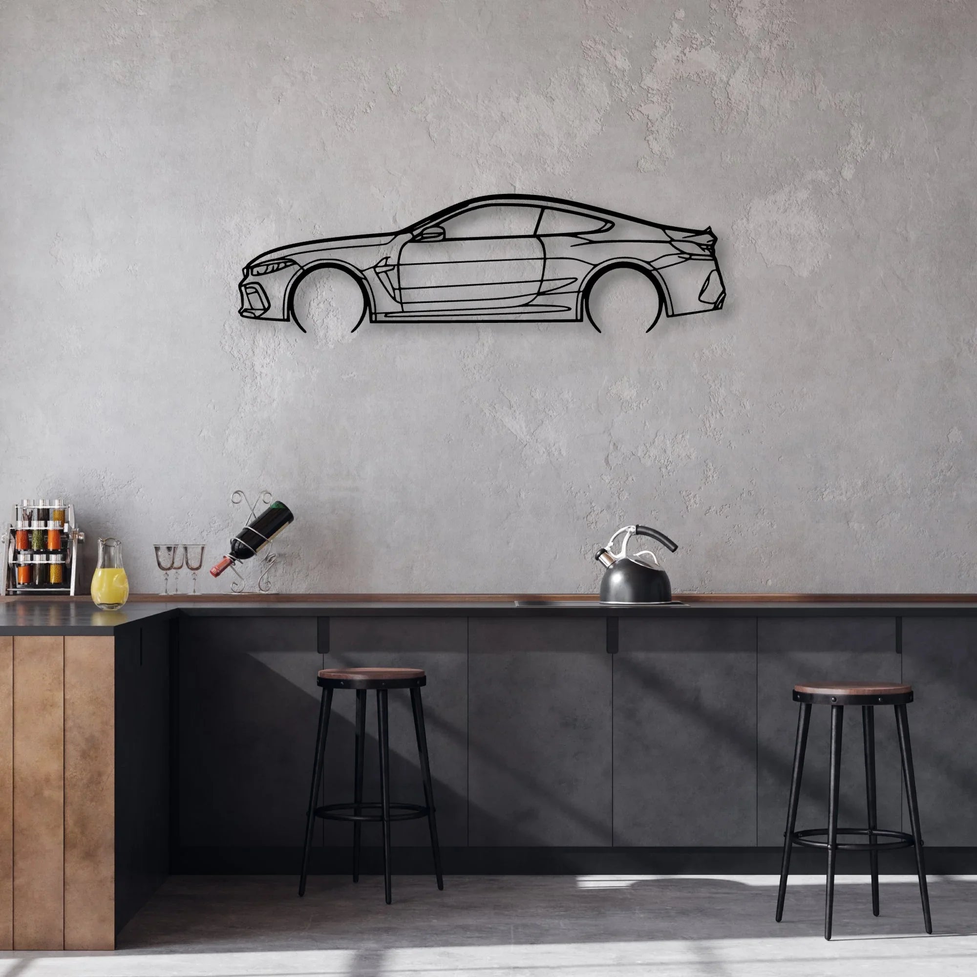 M8 Competition Classic Silhouette Metal Wall Art - Automotive Garage Decor