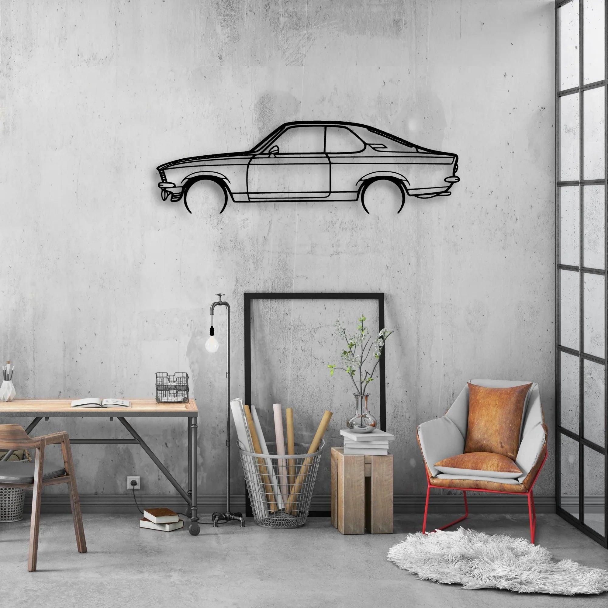 Manta GT Black Magic Classic Silhouette Metal Wall Art - Automotive Garage Decor