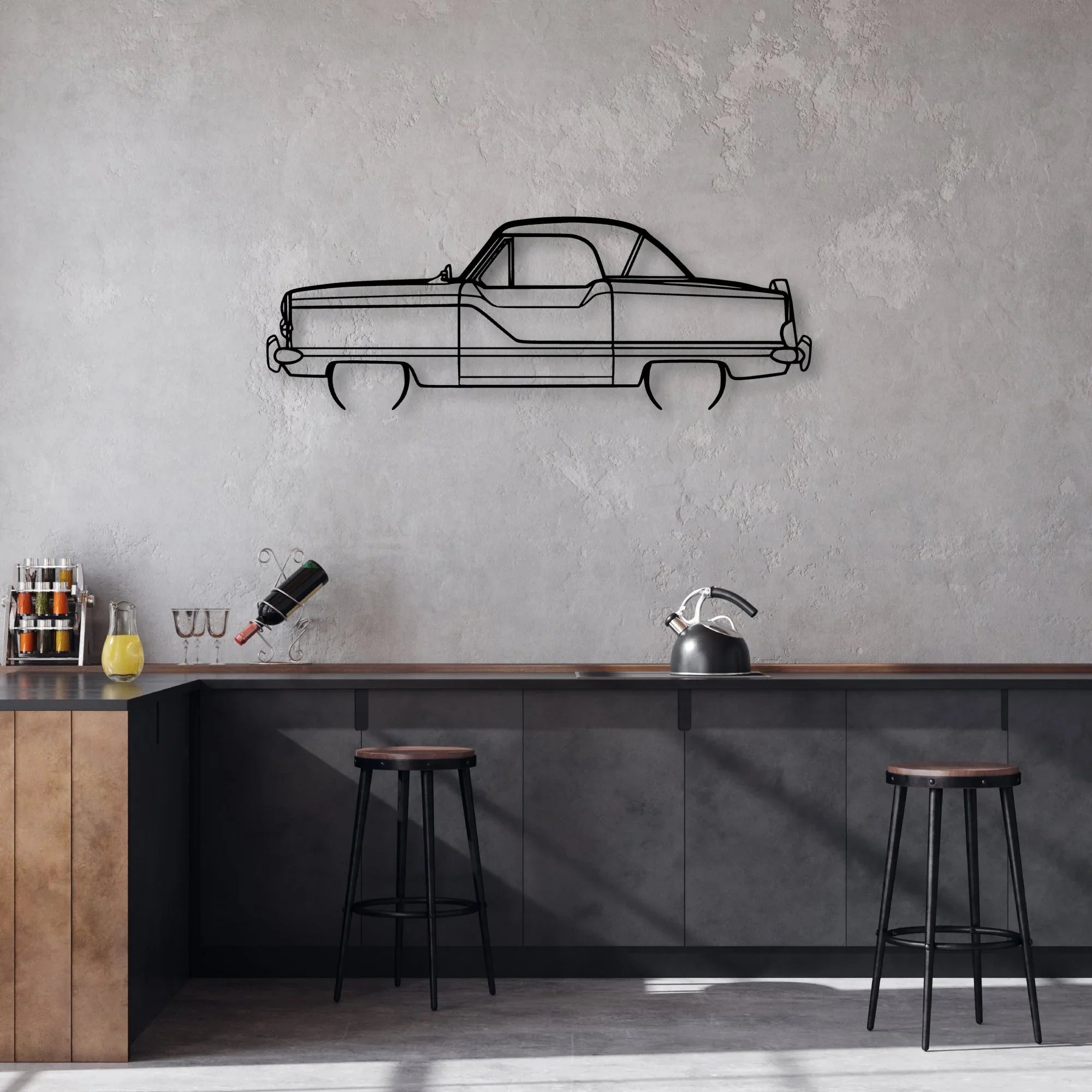 Metropolitan 1960 Classic Silhouette Metal Wall Art - Automotive Garage Decor