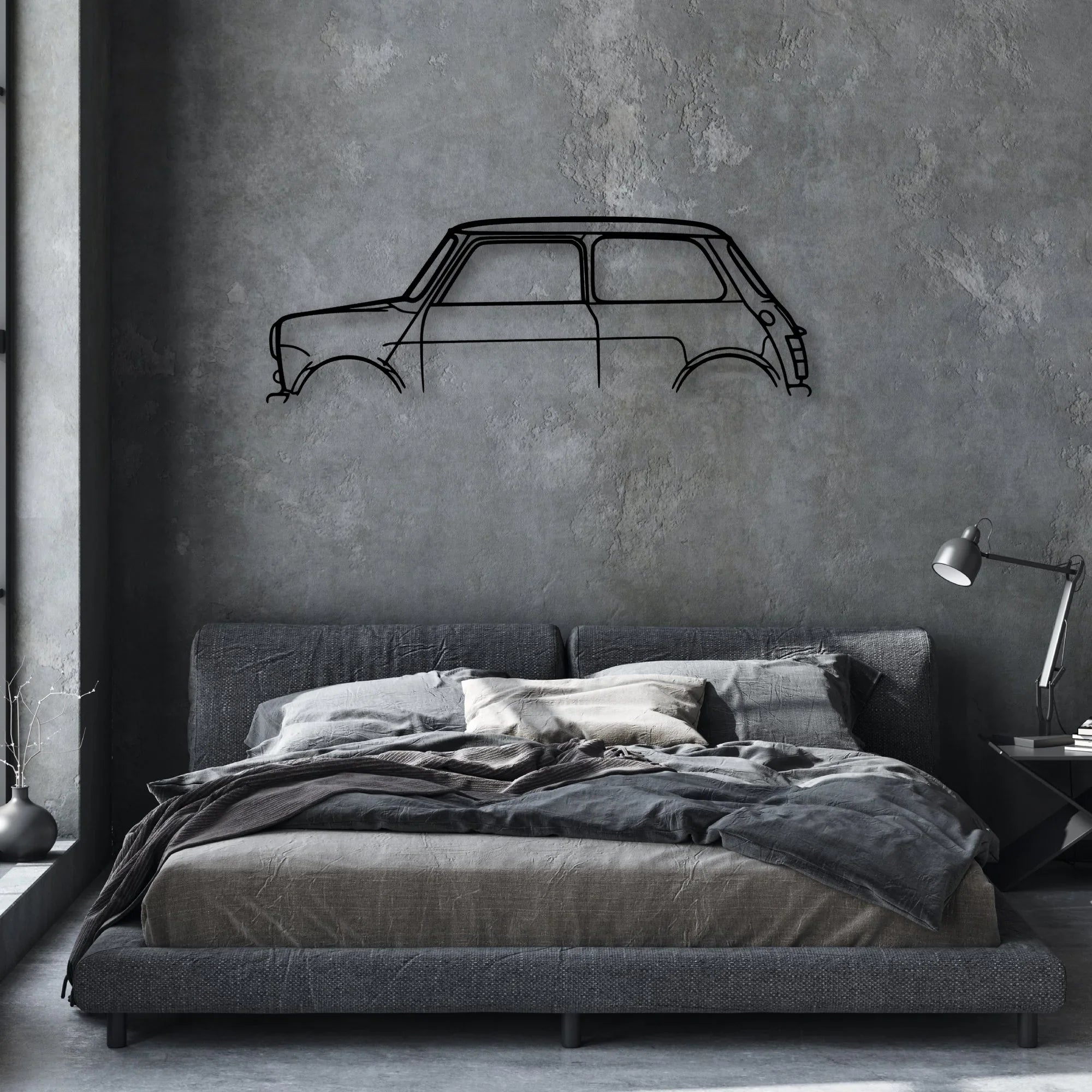 Mini Classic Silhouette Metal Wall Art - Automotive Garage Decor