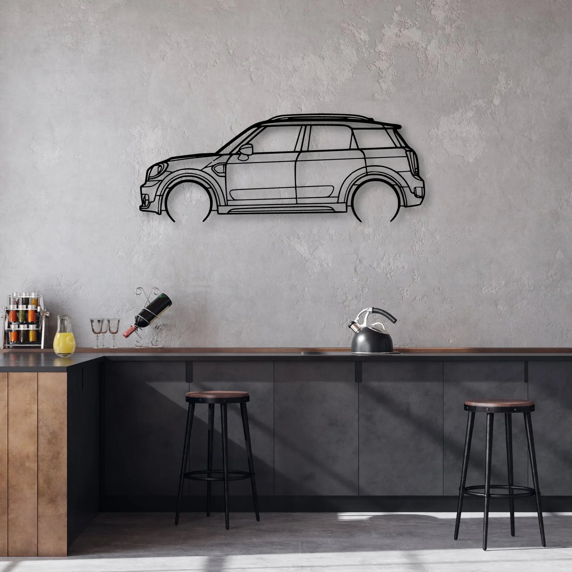 Mini Countryman 2018 Classic Silhouette Metal Wall Art - Automotive Garage Decor