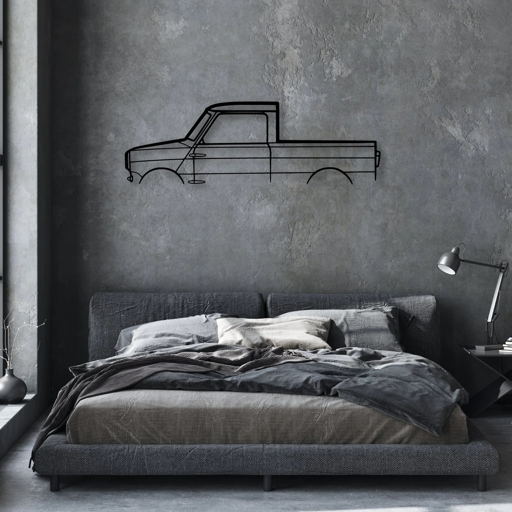 Mini Pickup Classic Silhouette Metal Wall Art - Automotive Garage Decor