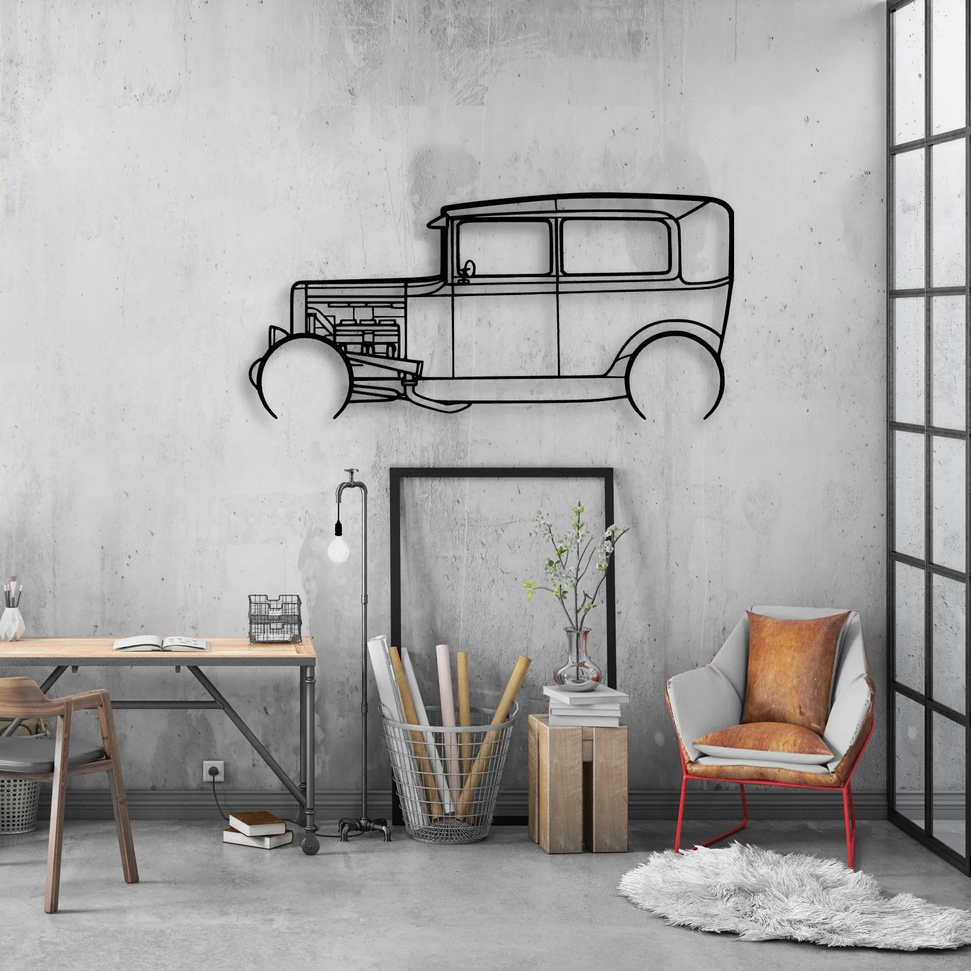 Model A 1931 Classic Silhouette Metal Wall Art - Automotive Garage Decor