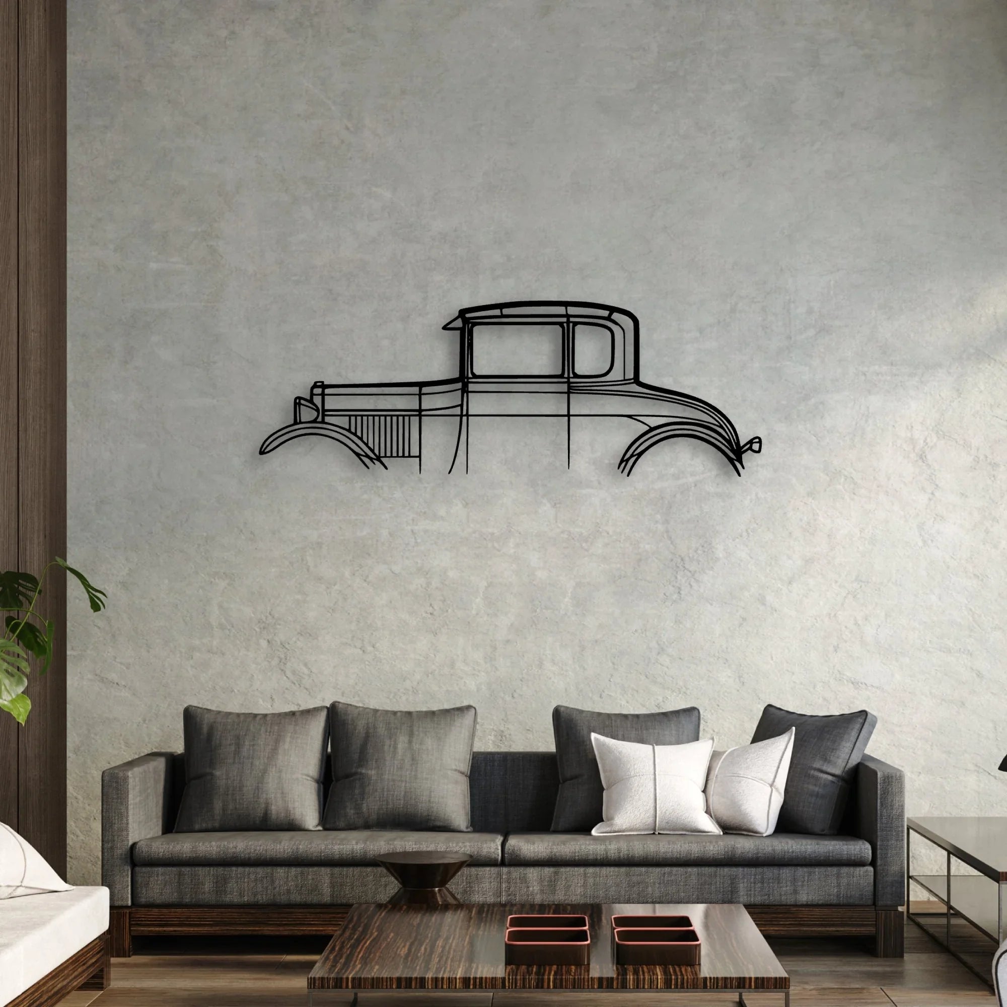 Model A Special Coupe 1928 Classic Silhouette Metal Wall Art - Automotive Garage Decor
