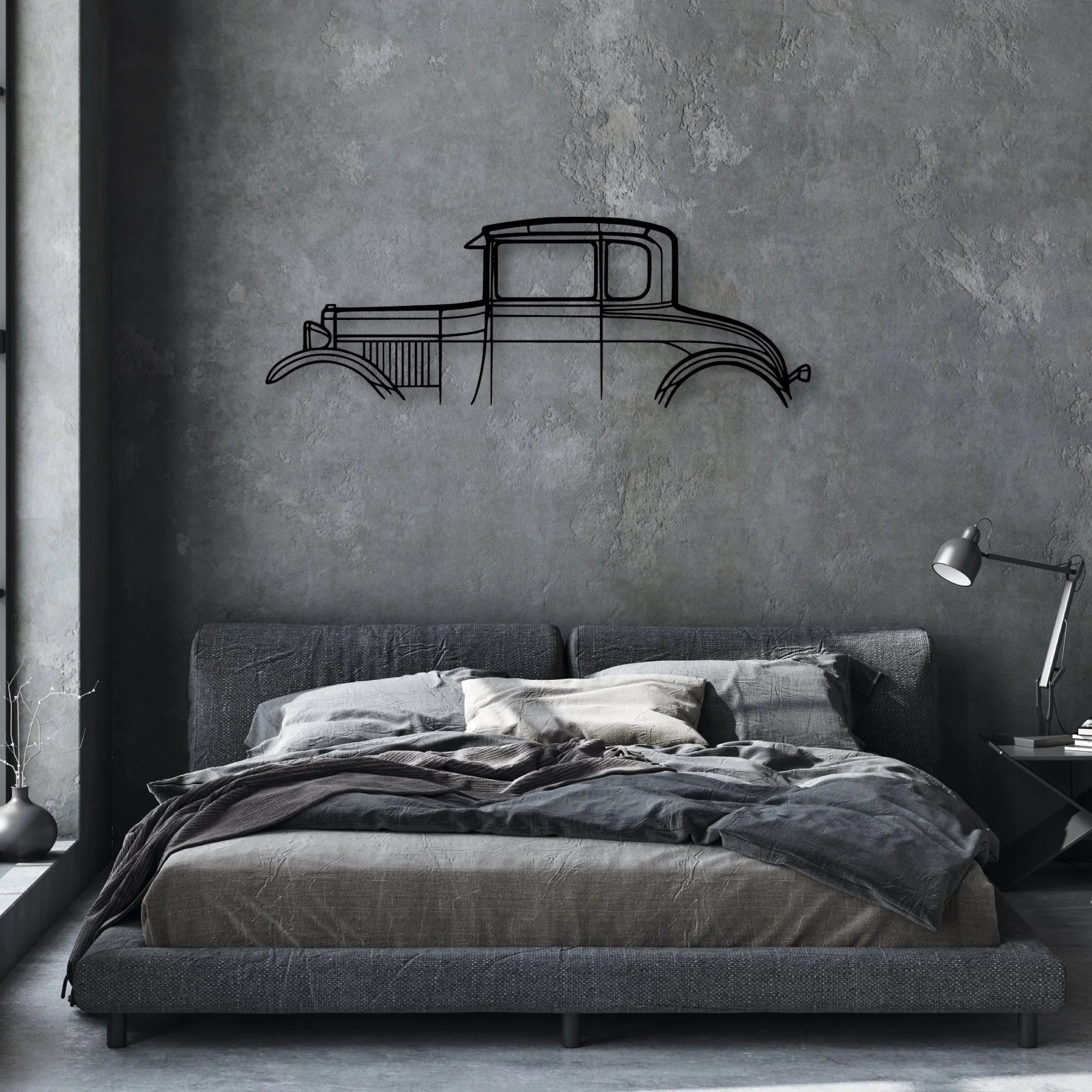Model A Special Coupe 1928 Classic Silhouette Metal Wall Art - Automotive Garage Decor