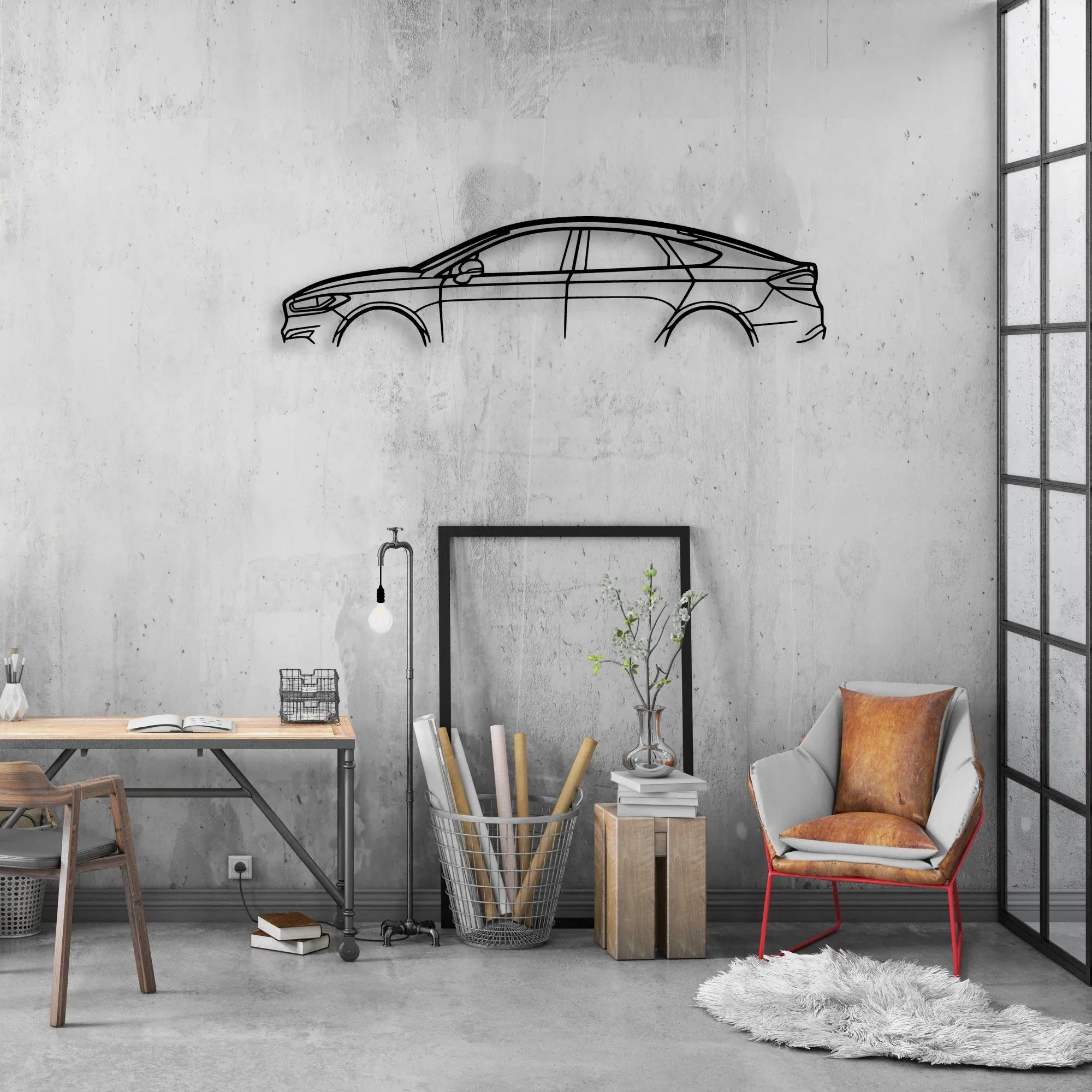 Mondeo Fusion 2015 Classic Silhouette Metal Wall Art - Automotive Garage Decor