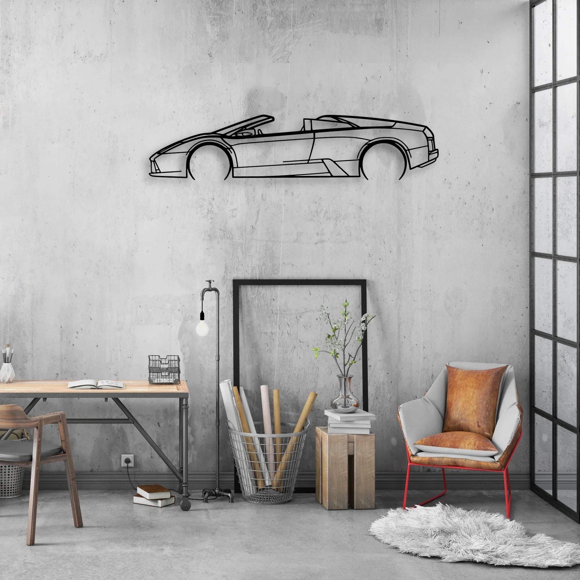 Murcielago Roadster 2008 Classic Silhouette Metal Wall Art - Automotive Garage Decor