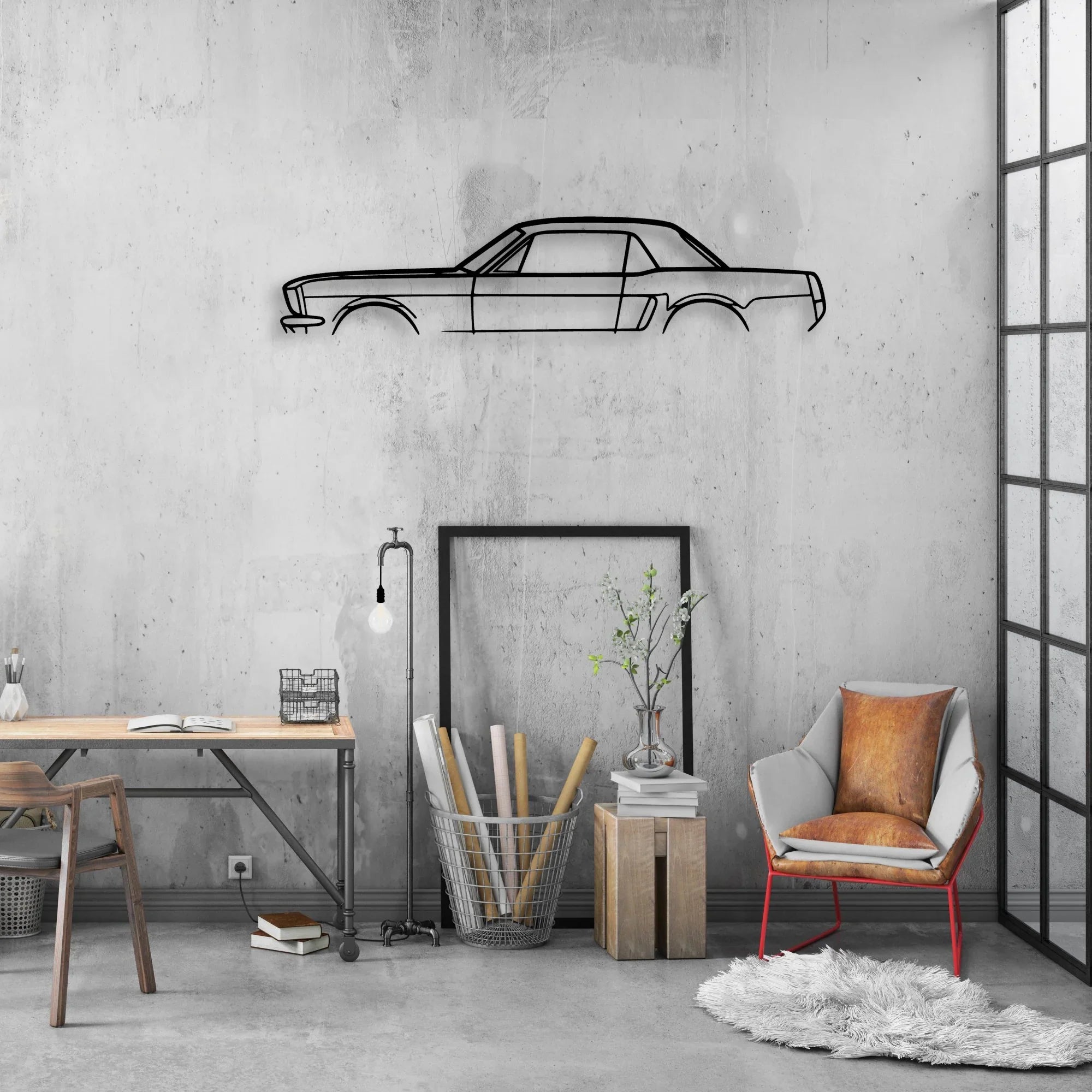Mustang 1965 2 Classic Silhouette Metal Wall Art - Automotive Garage Decor