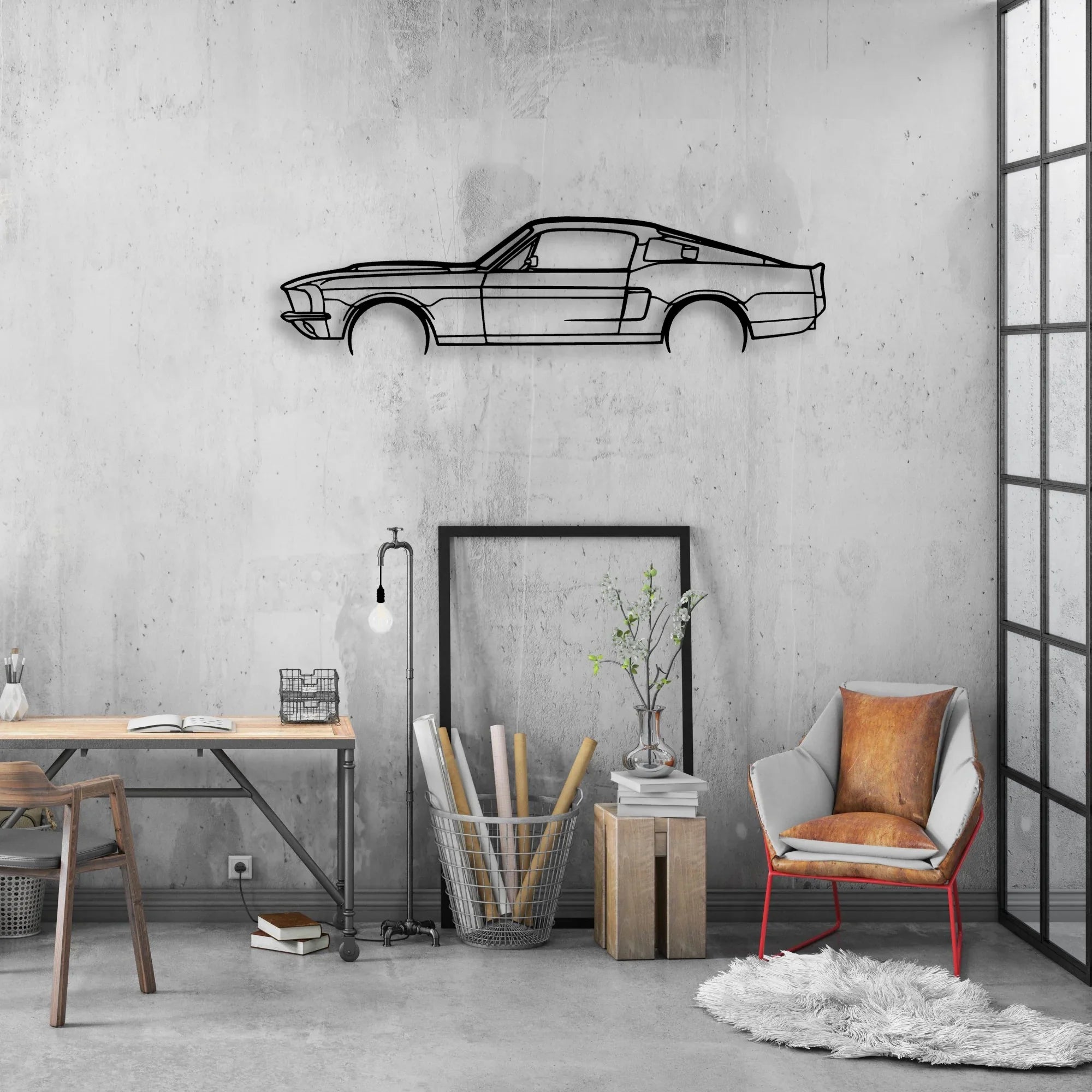 Mustang GT500 1967 Classic Silhouette Metal Wall Art - Automotive Garage Decor