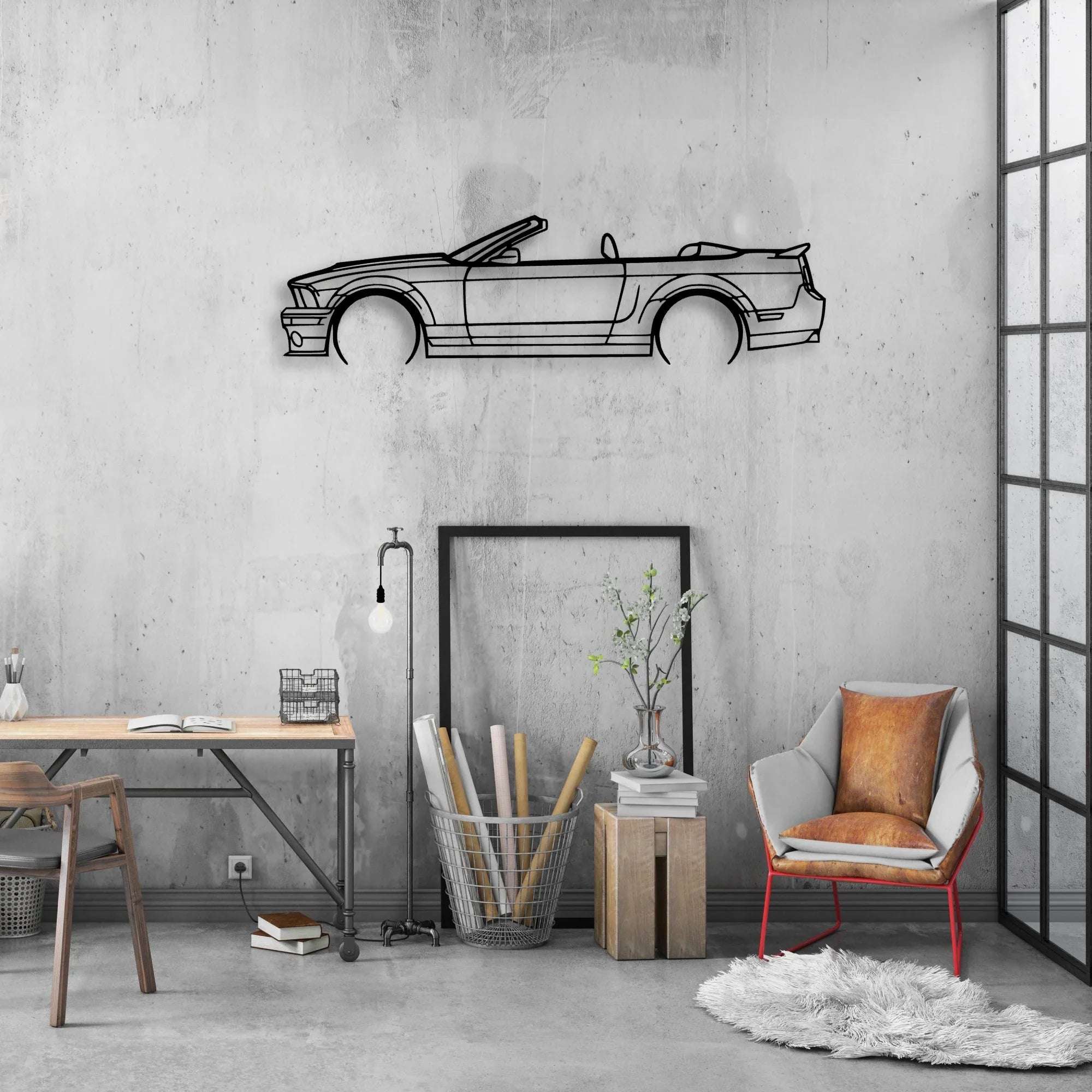 Mustang GT500 2008 Cabrio Classic Silhouette Metal Wall Art - Automotive Garage Decor