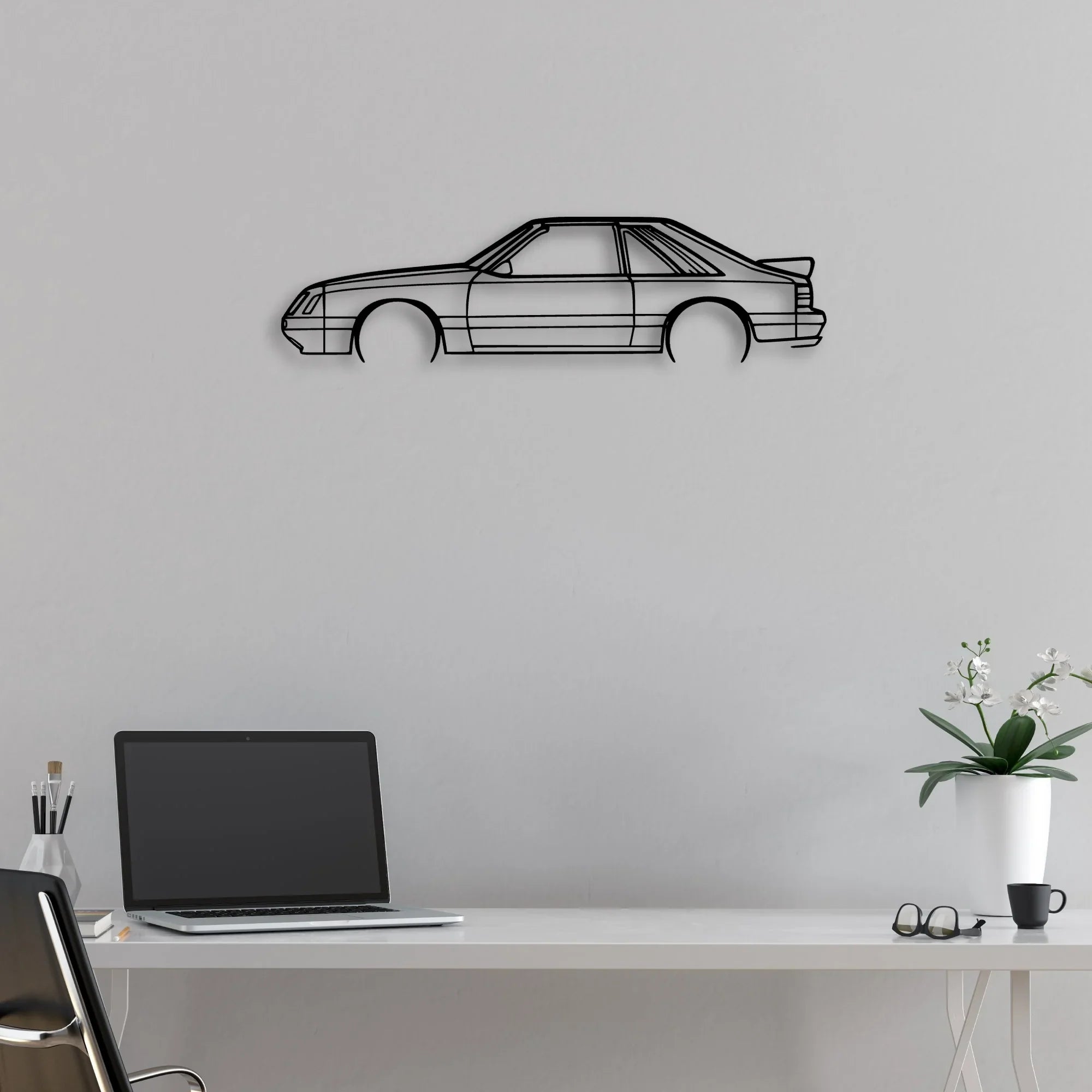 Mustang GT 1985 2 Classic Silhouette Metal Wall Art - Automotive Garage Decor