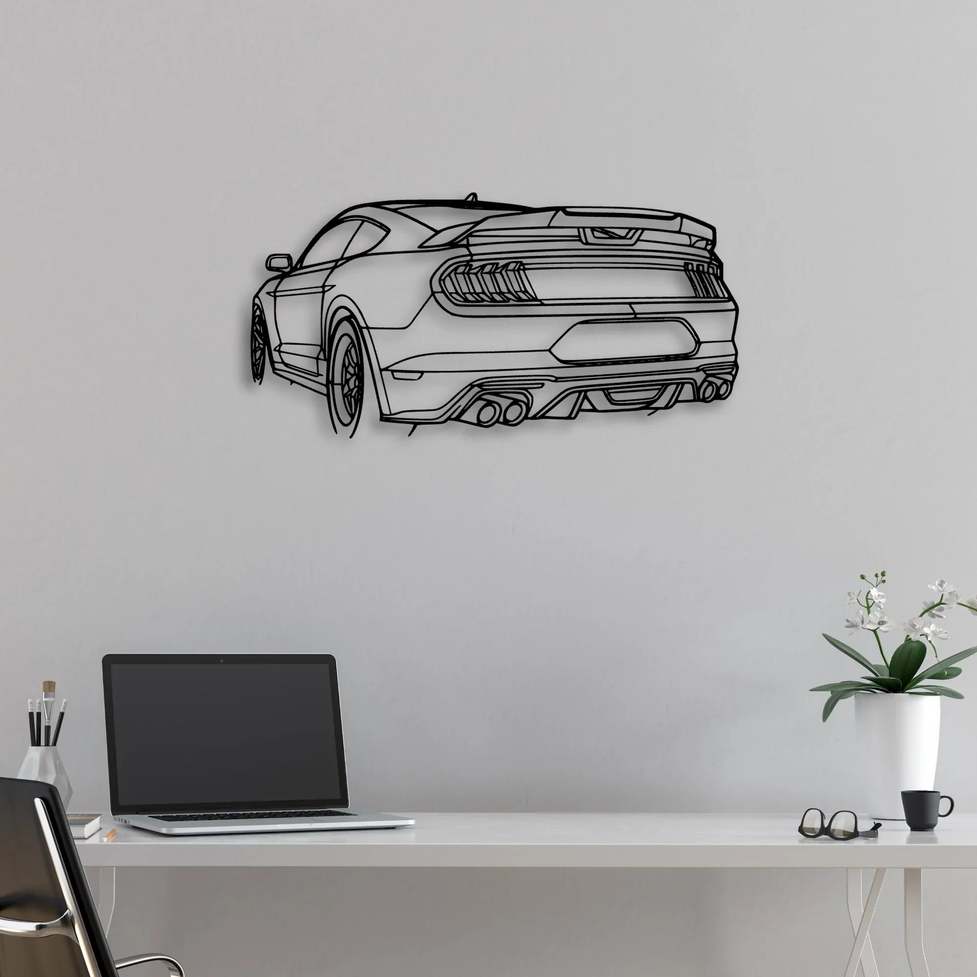 Mustang GT 2020 Angle Classic Silhouette Metal Wall Art - Automotive Garage Decor