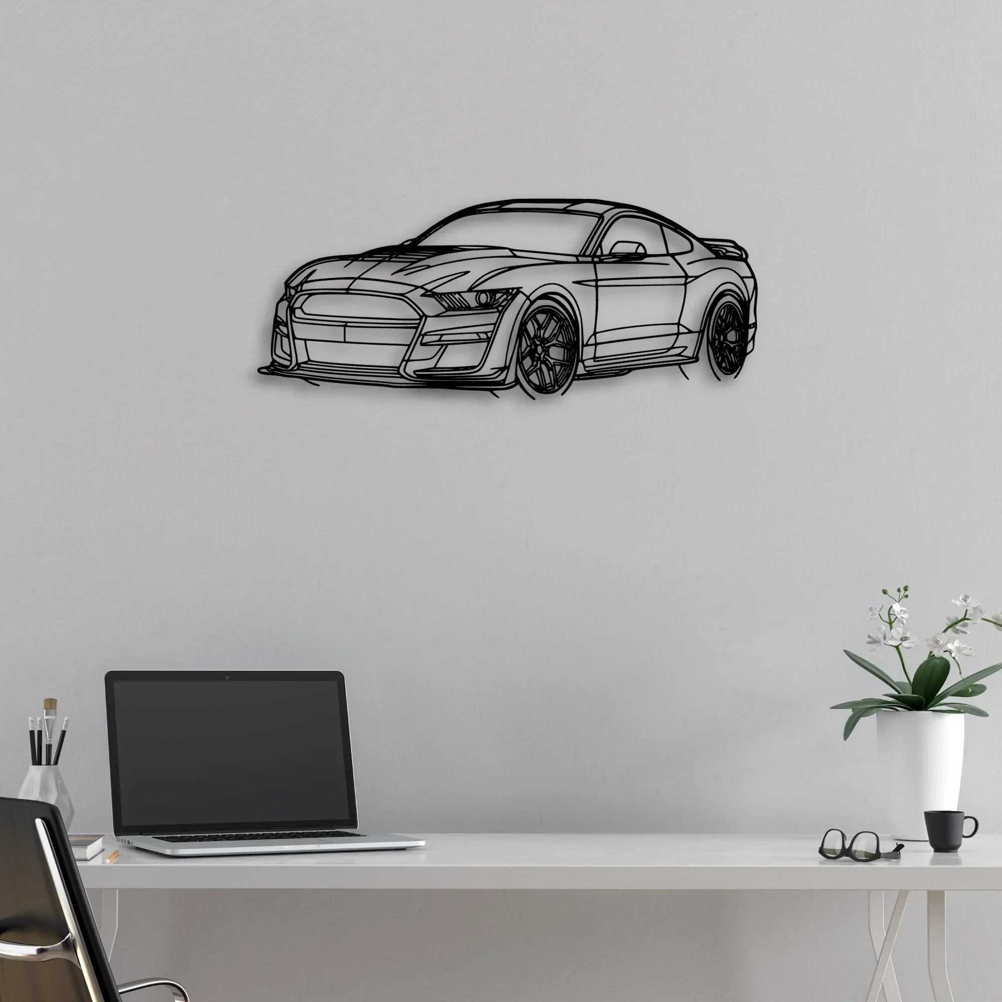 Mustang Shelby GT500 2021 Angle Classic Silhouette Metal Wall Art - Automotive Garage Decor