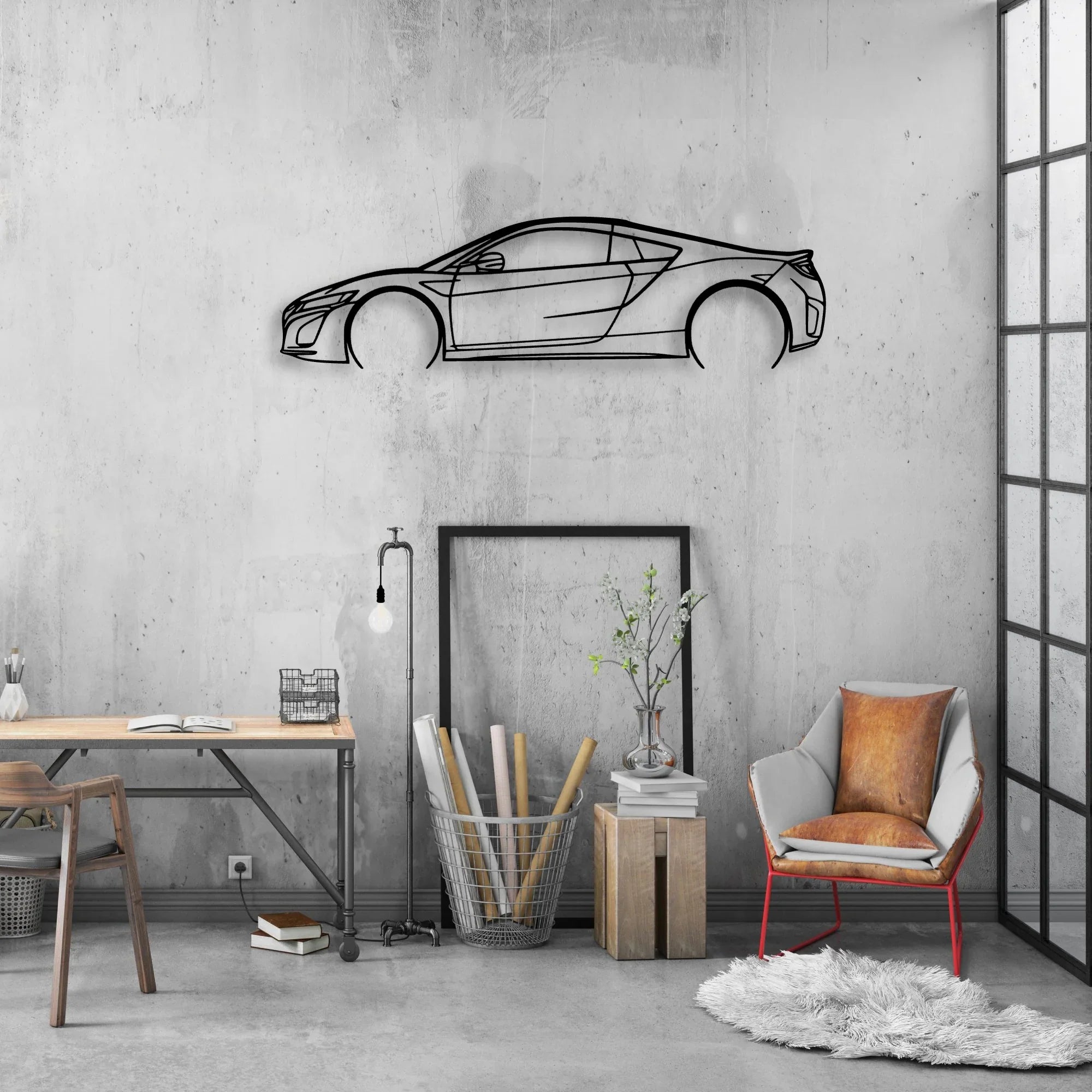 NSX 3 Classic Silhouette Metal Wall Art - Automotive Garage Decor