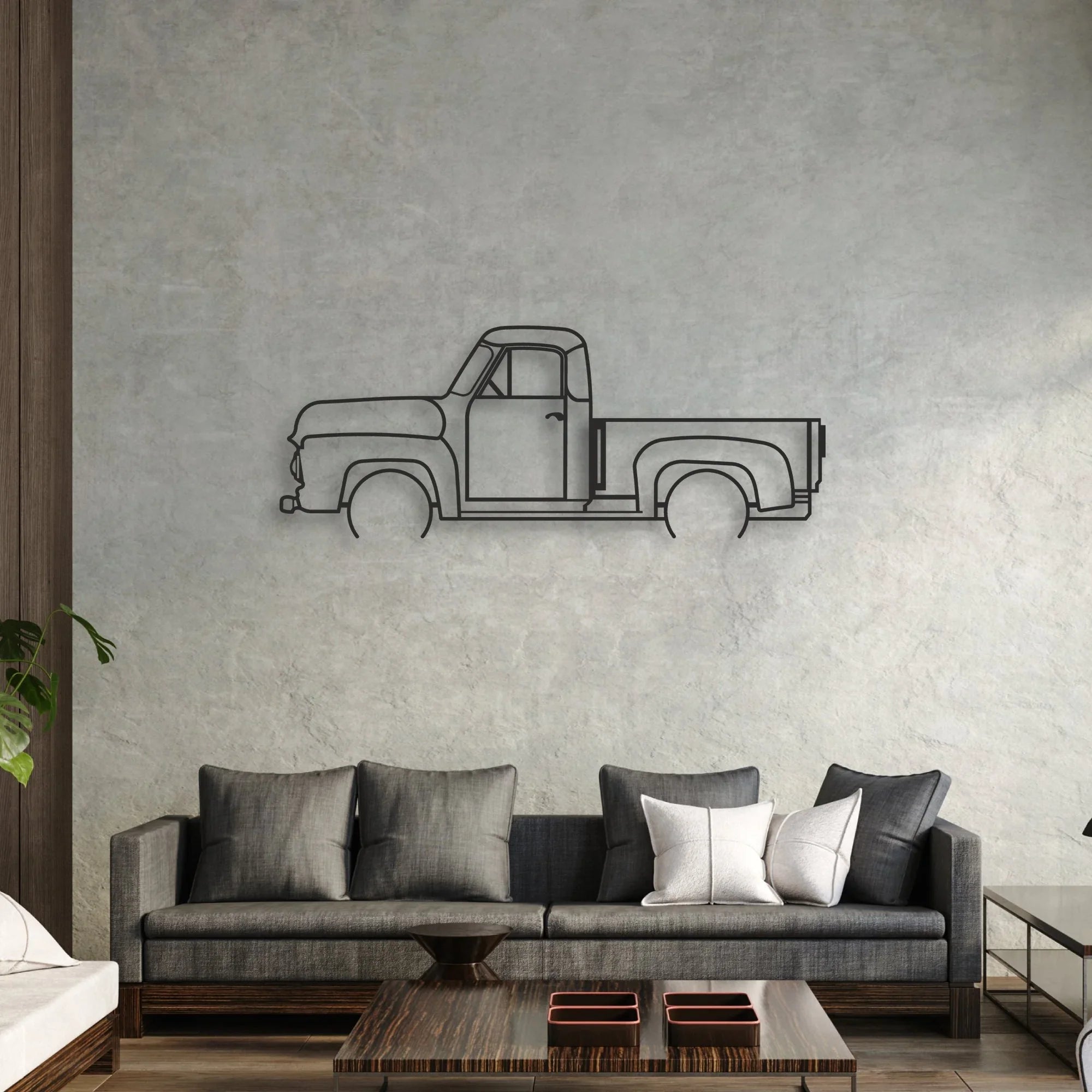 OLD TRUCK Classic Silhouette Metal Wall Art - Automotive Garage Decor
