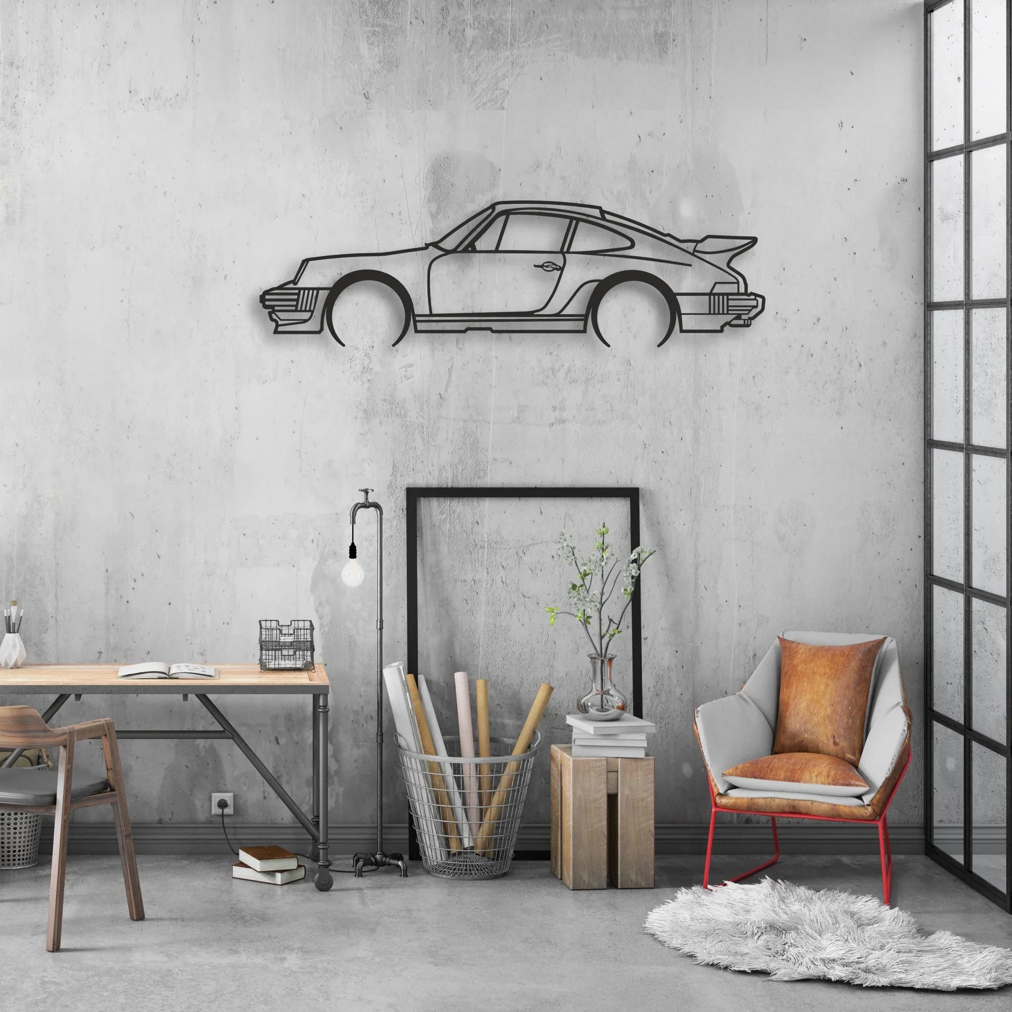 PORSCHE Classic Silhouette Metal Wall Art - Automotive Garage Decor