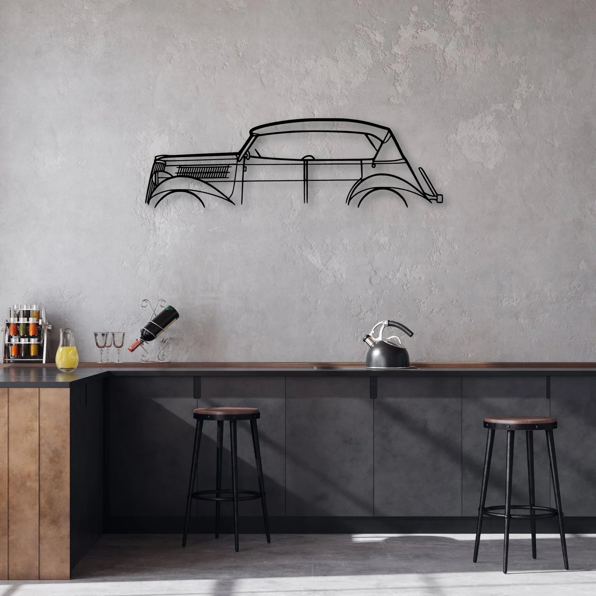 Phaeton 1930 Classic Silhouette Metal Wall Art - Automotive Garage Decor