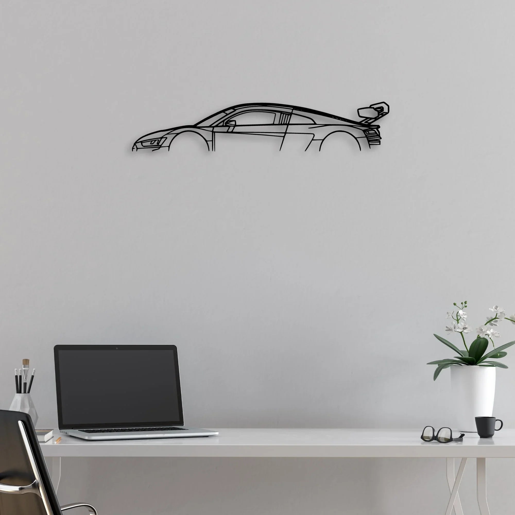R8 LMS 2022 Classic Silhouette Metal Wall Art - Automotive Garage Decor