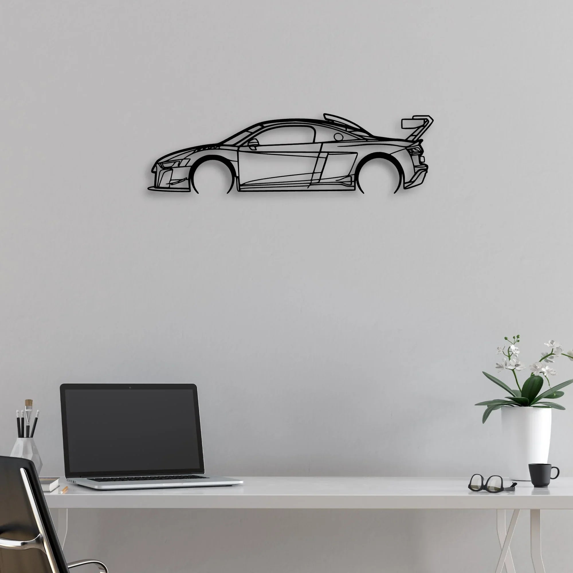 R8 LMS GT2 Classic Silhouette Metal Wall Art - Automotive Garage Decor
