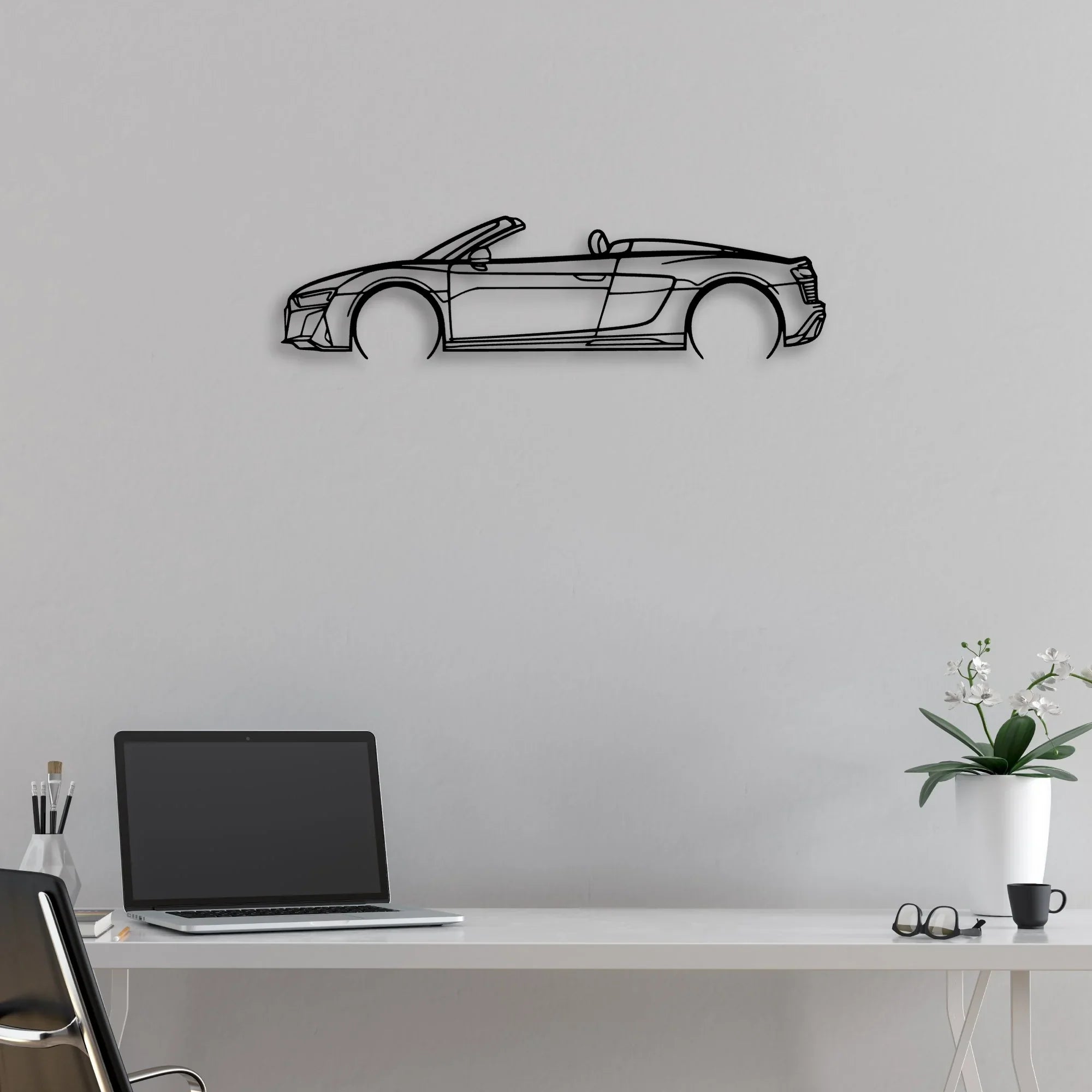 R8 V10 Spider 2022 Classic Silhouette Metal Wall Art - Automotive Garage Decor