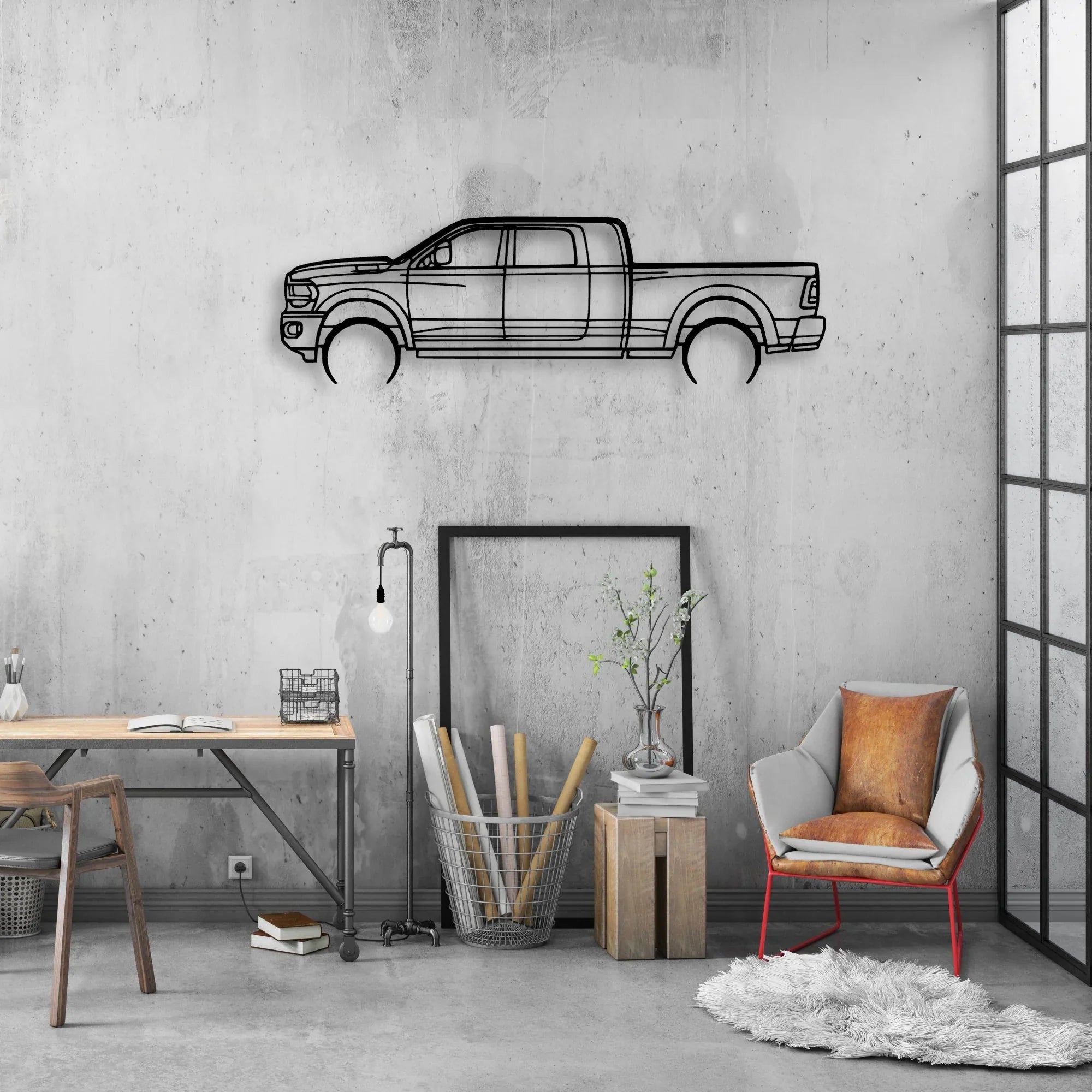 RAM 2500 Mega Classic Silhouette Metal Wall Art - Automotive Garage Decor