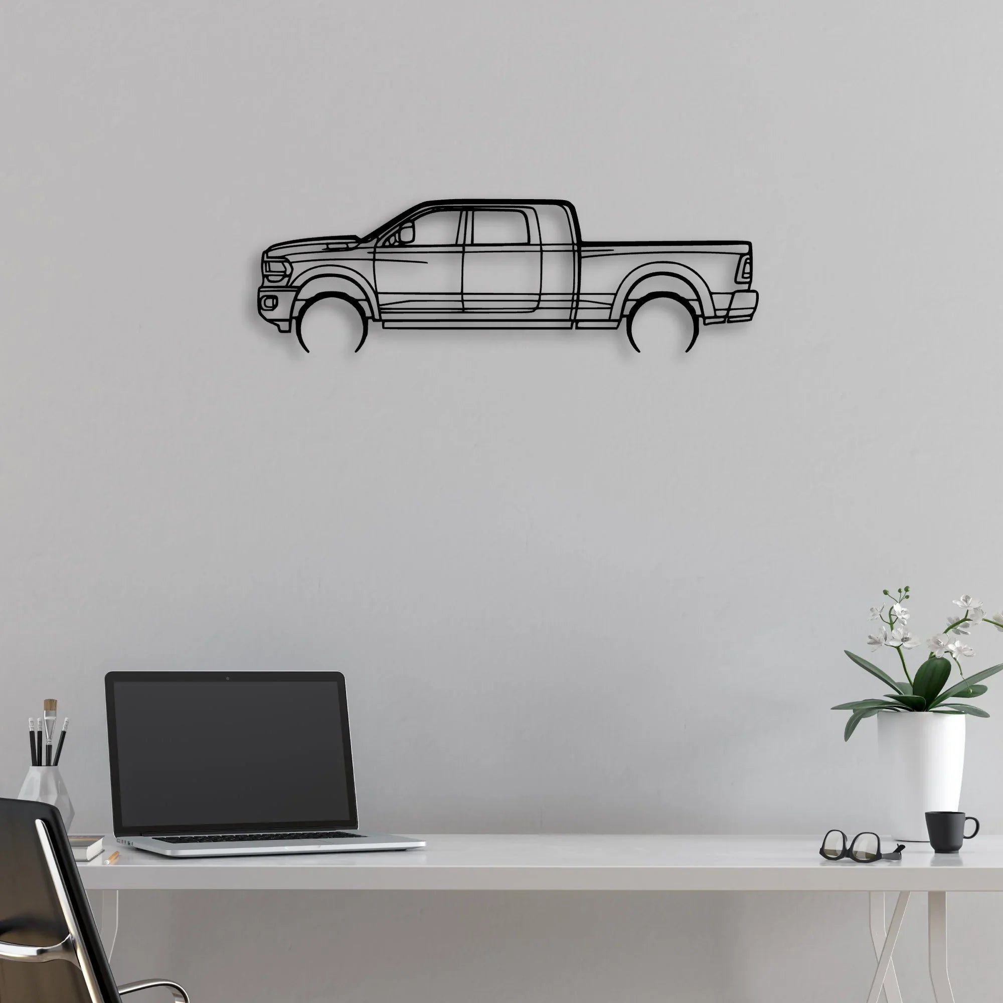 RAM 2500 Mega Classic Silhouette Metal Wall Art - Automotive Garage Decor