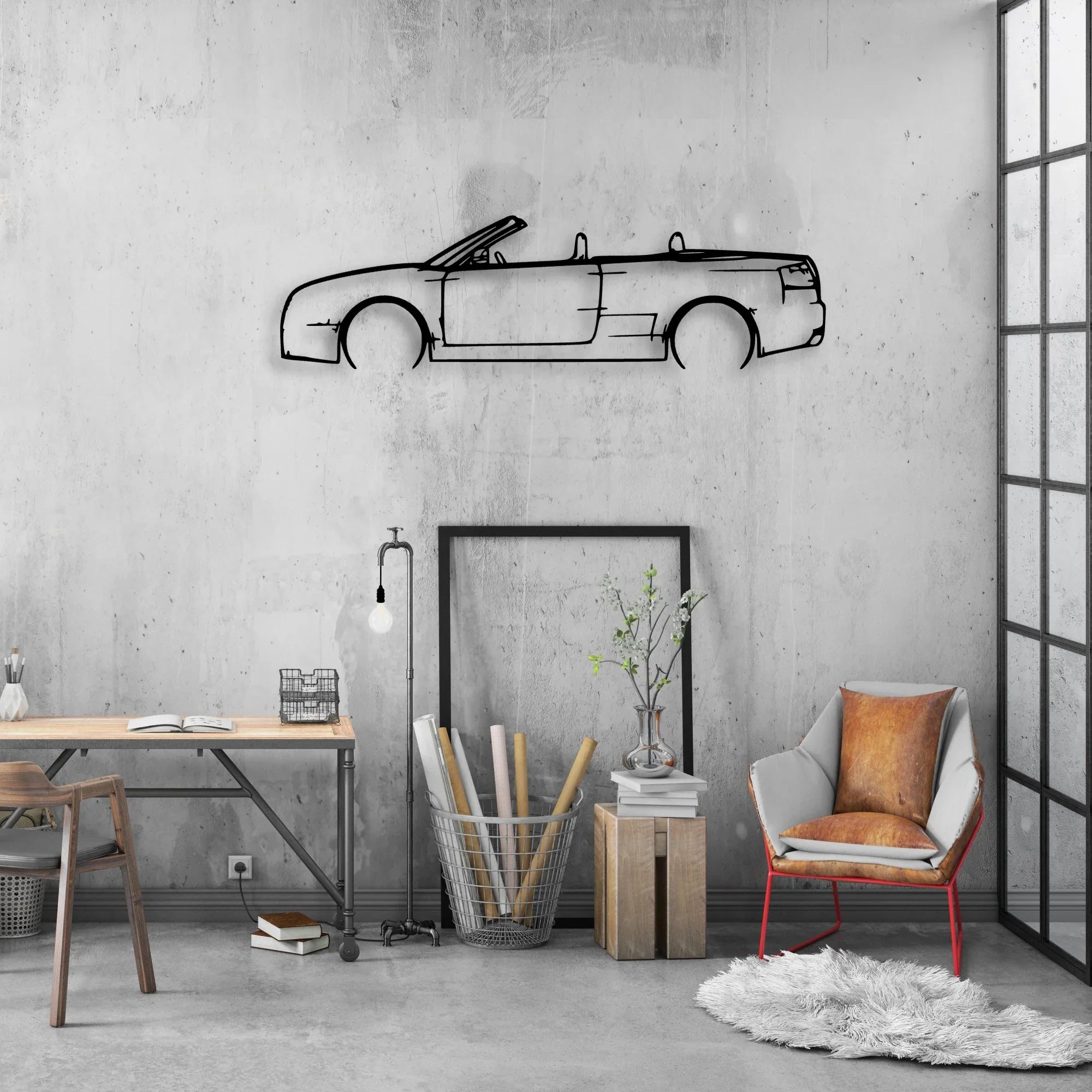 RS4 2006 Cabriolet Classic Silhouette Metal Wall Art - Automotive Garage Decor