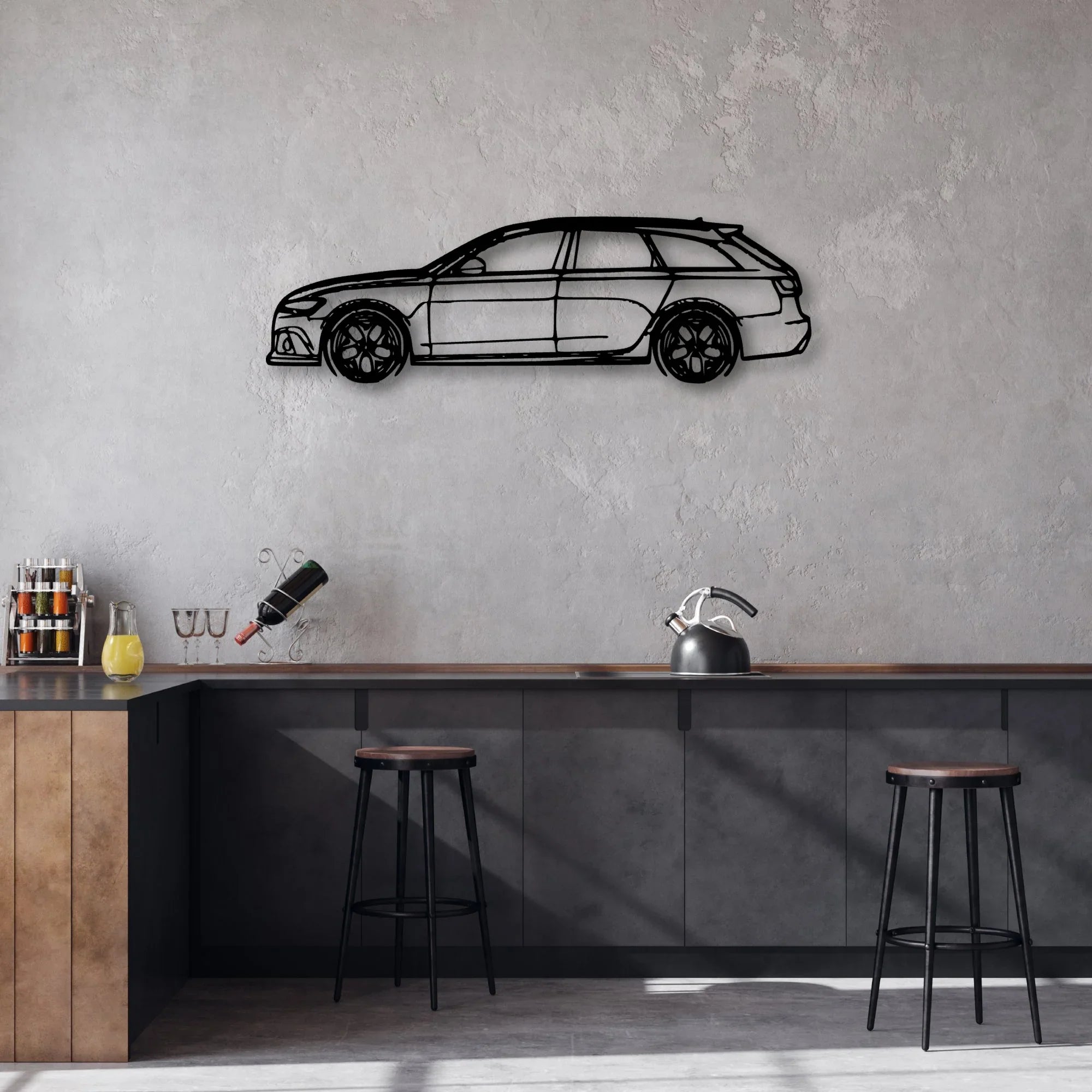 RS6 C7 Classic Silhouette Metal Wall Art - Automotive Garage Decor