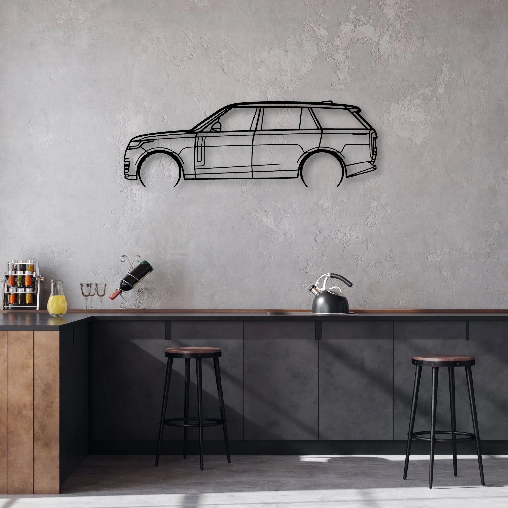 Range Rover 2023 2 Classic Silhouette Metal Wall Art - Automotive Garage Decor