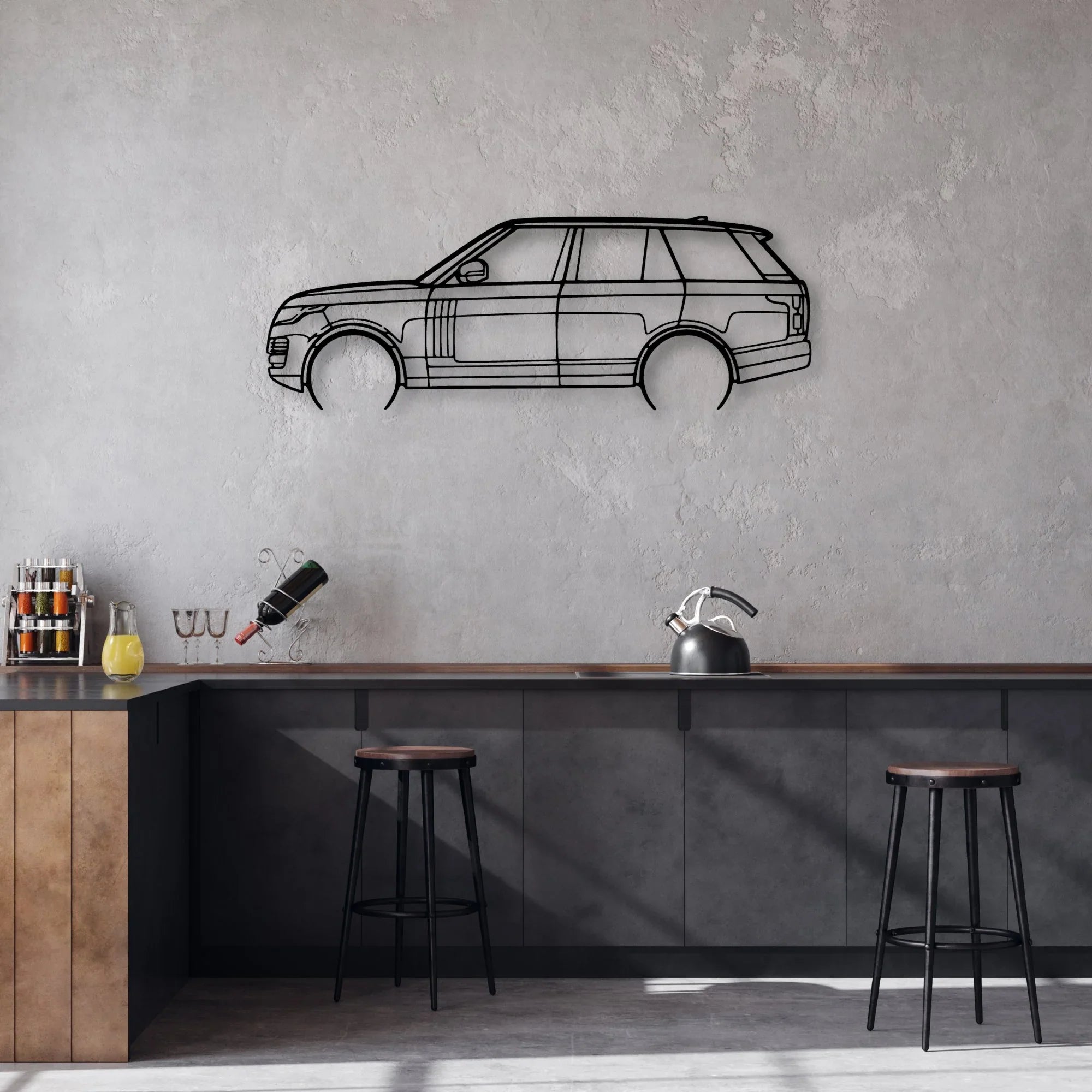 Range Vogue 2021 Classic Silhouette Metal Wall Art - Automotive Garage Decor