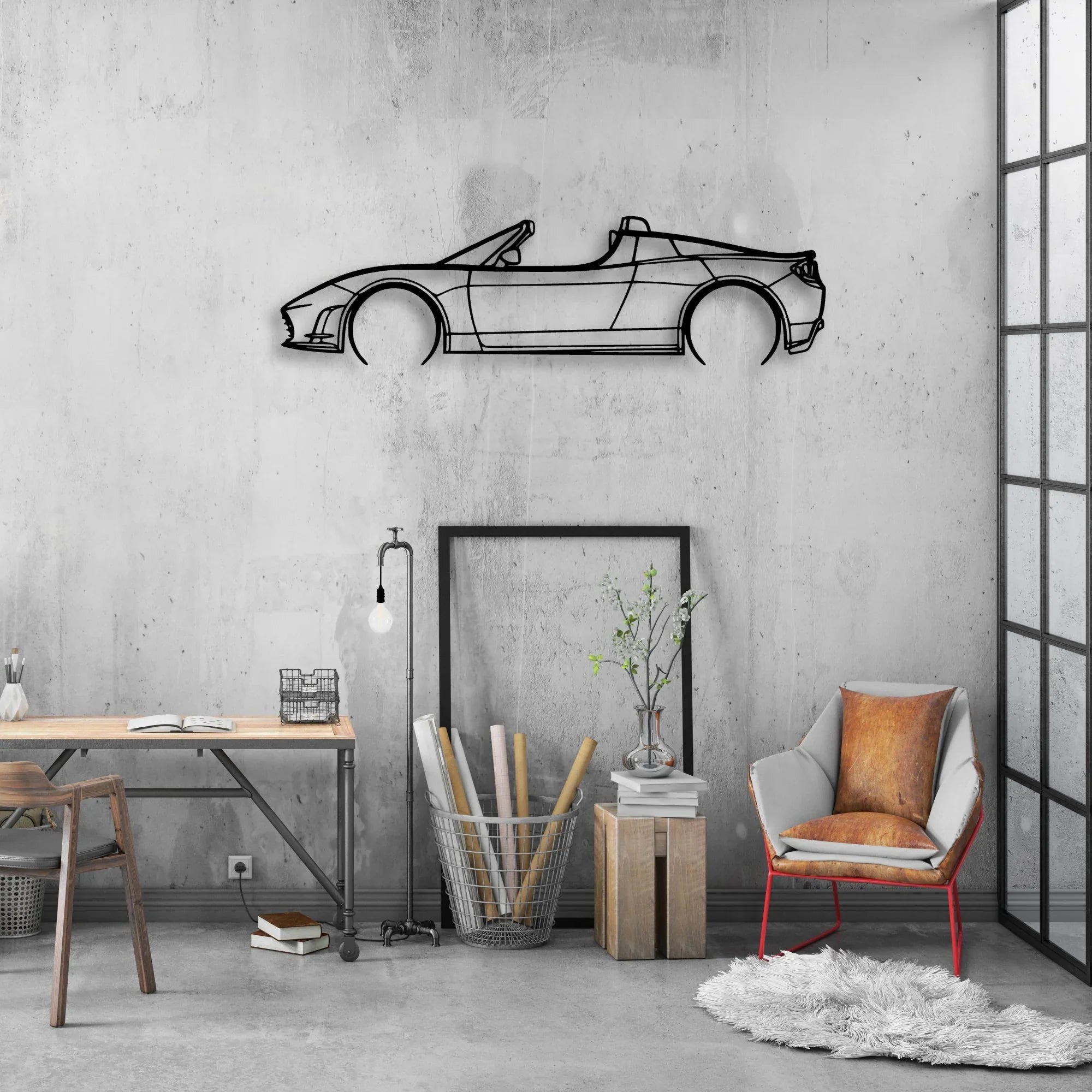 Roadster 2.5 Classic Silhouette Metal Wall Art - Automotive Garage Decor