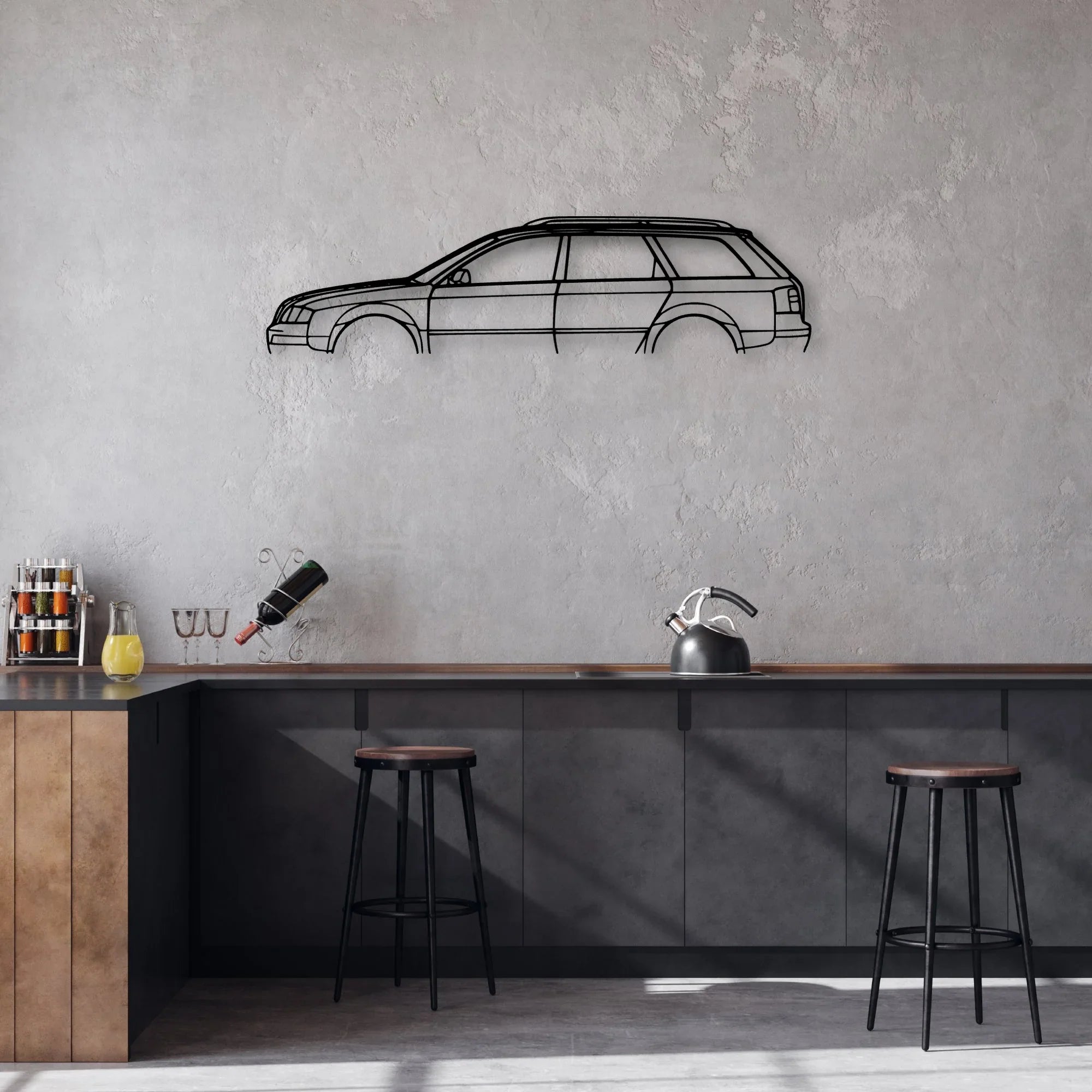 S6 Wagon 2001 Classic Silhouette Metal Wall Art - Automotive Garage Decor