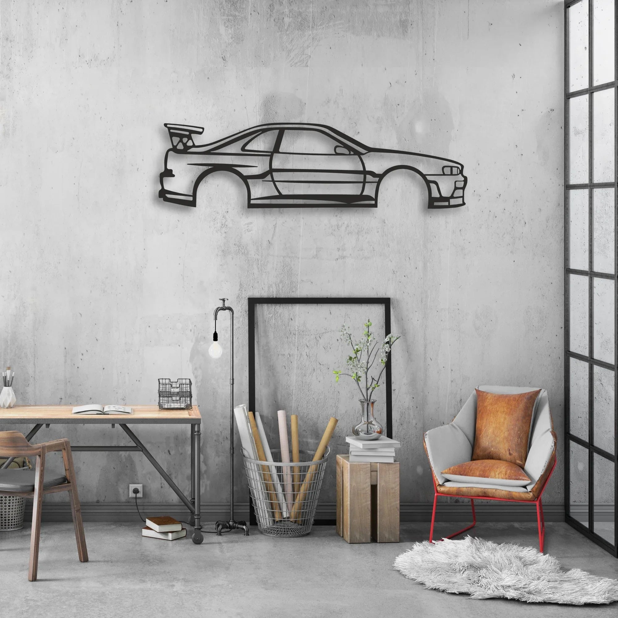 SKYLINE Classic Silhouette Metal Wall Art - Automotive Garage Decor