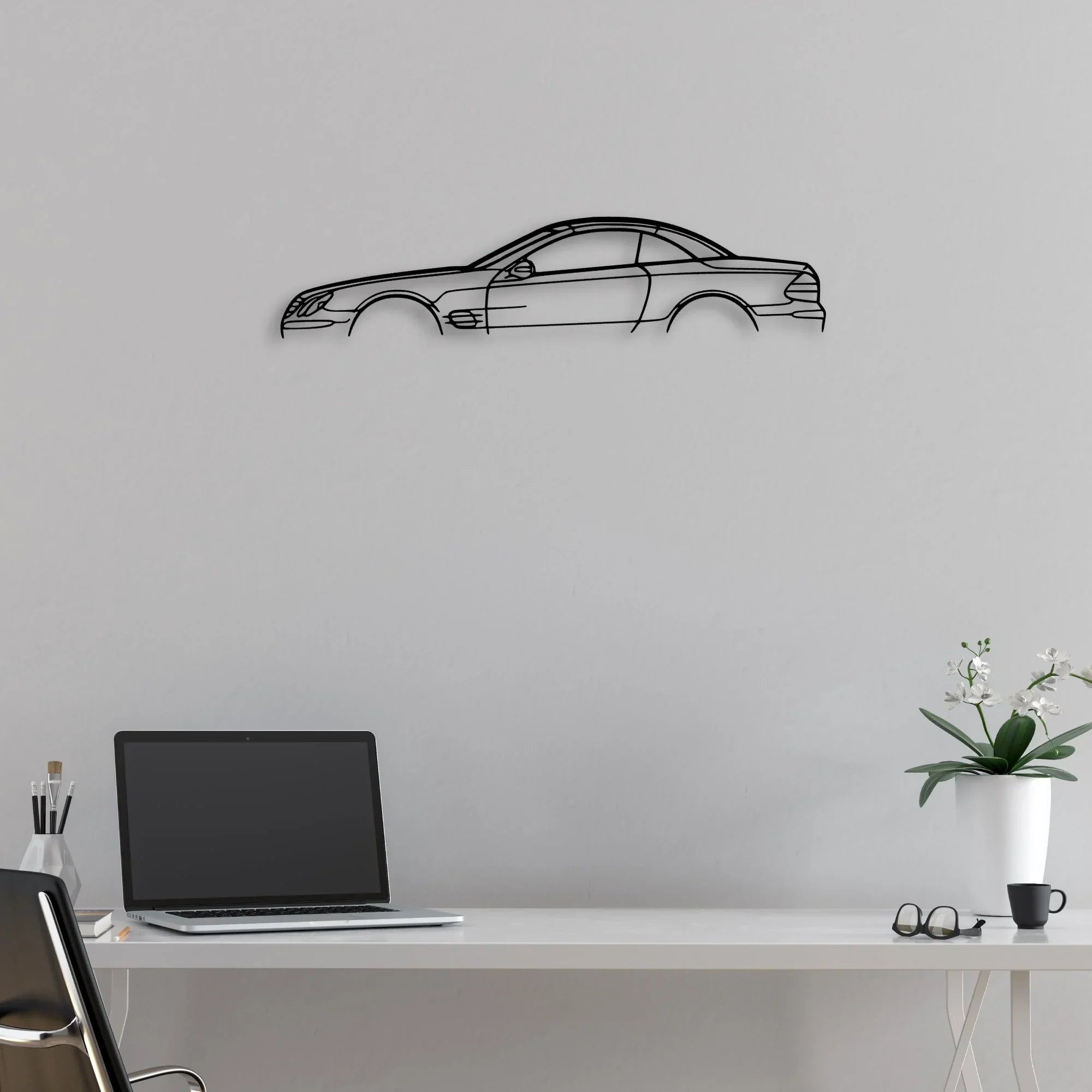 SL55 2004 2 Classic Silhouette Metal Wall Art - Automotive Garage Decor